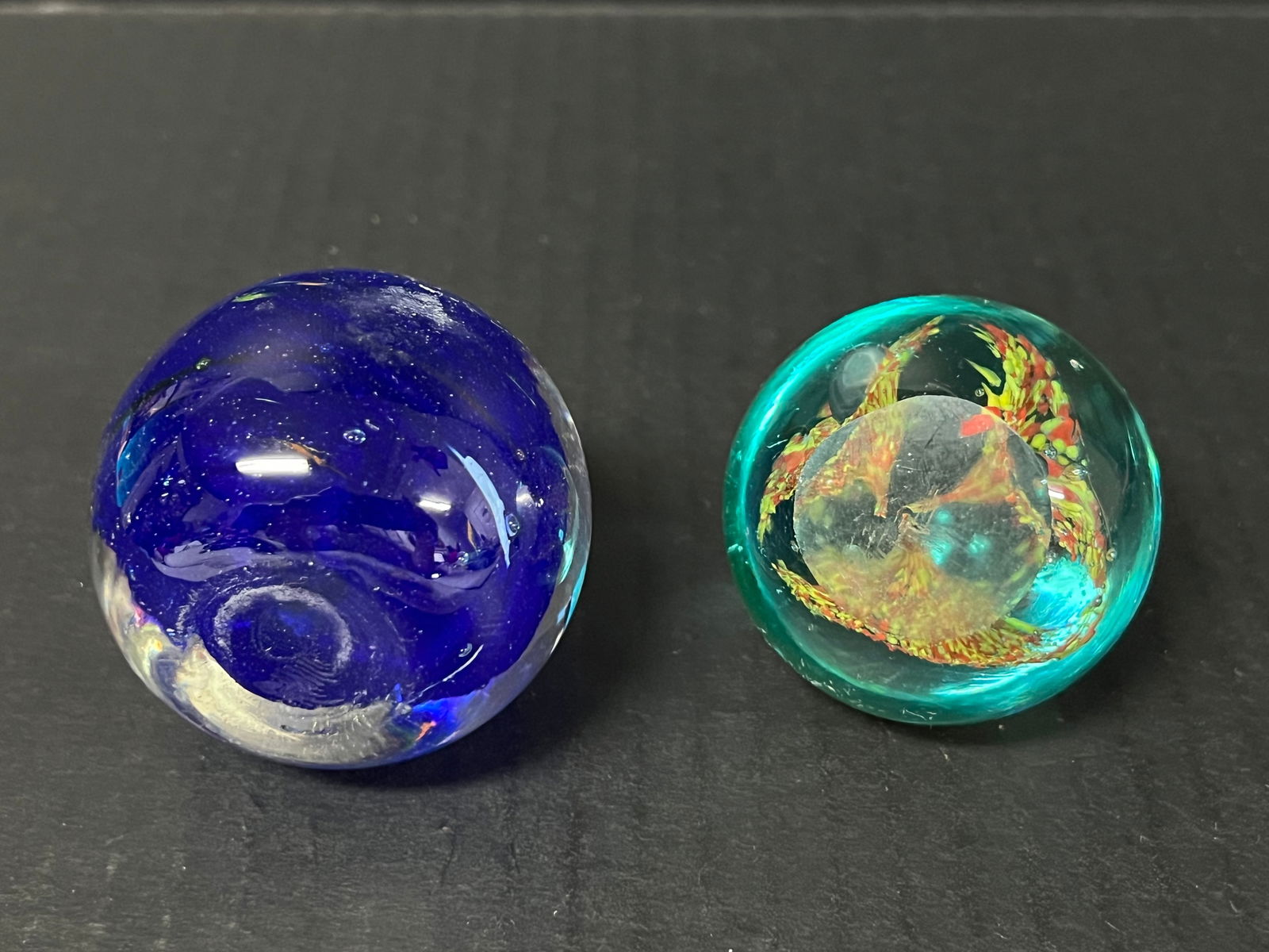 Vintage Art Glass Paperweights Set of 2 - 6