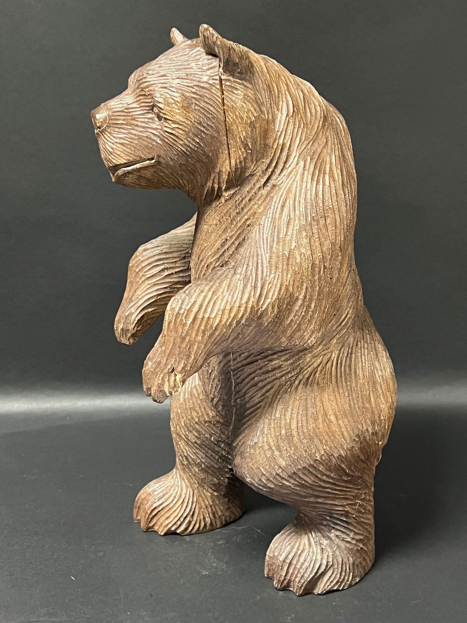 Carved Wood Large Bear Sculpture - 4