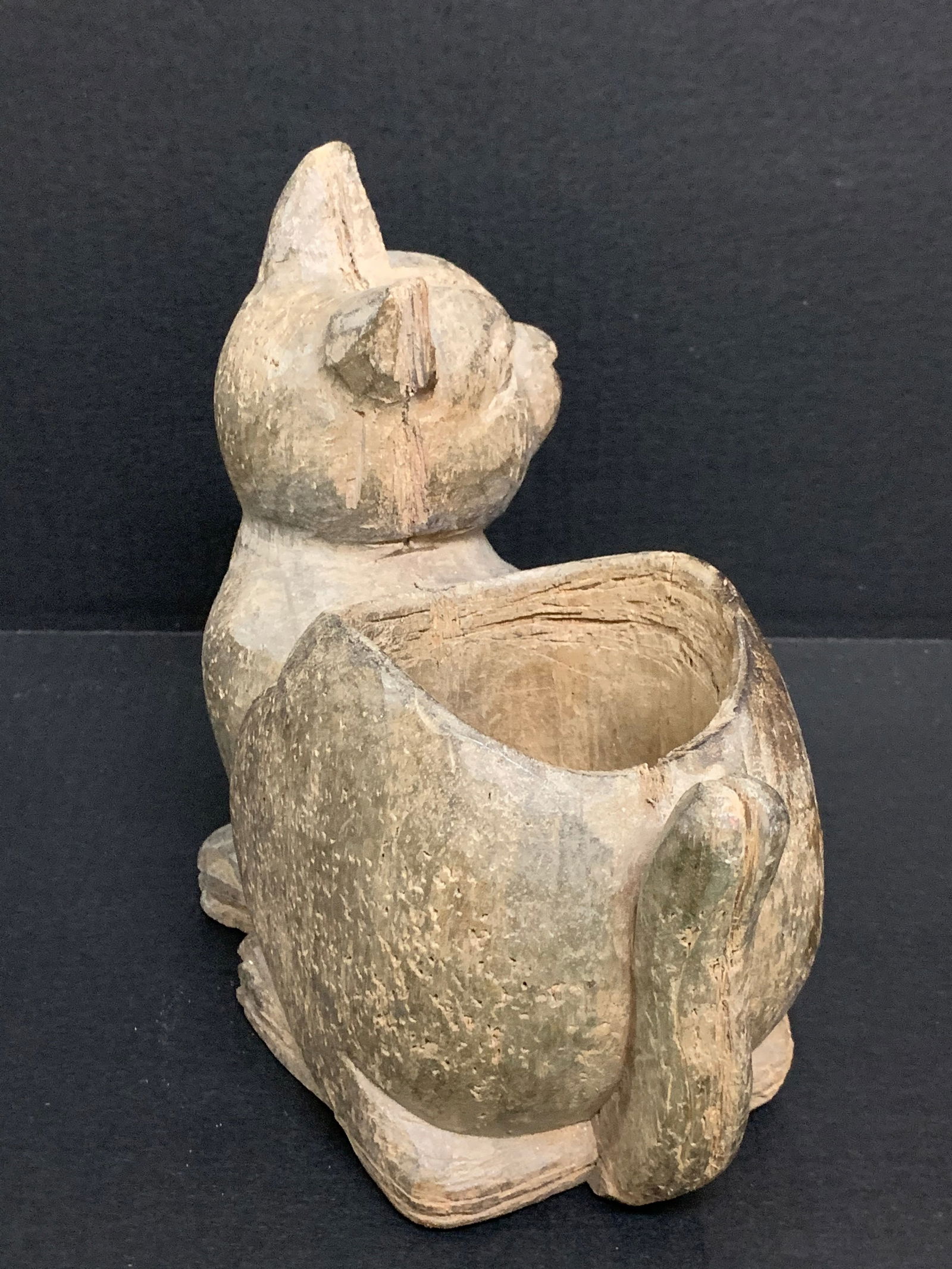 Carved Wood Cat Sculpture - 3