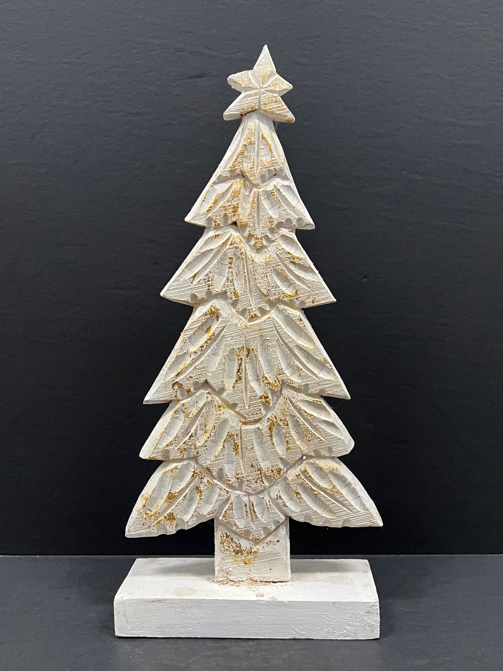 Carved Wood Christmas Tree Sculpture (1 of 5)