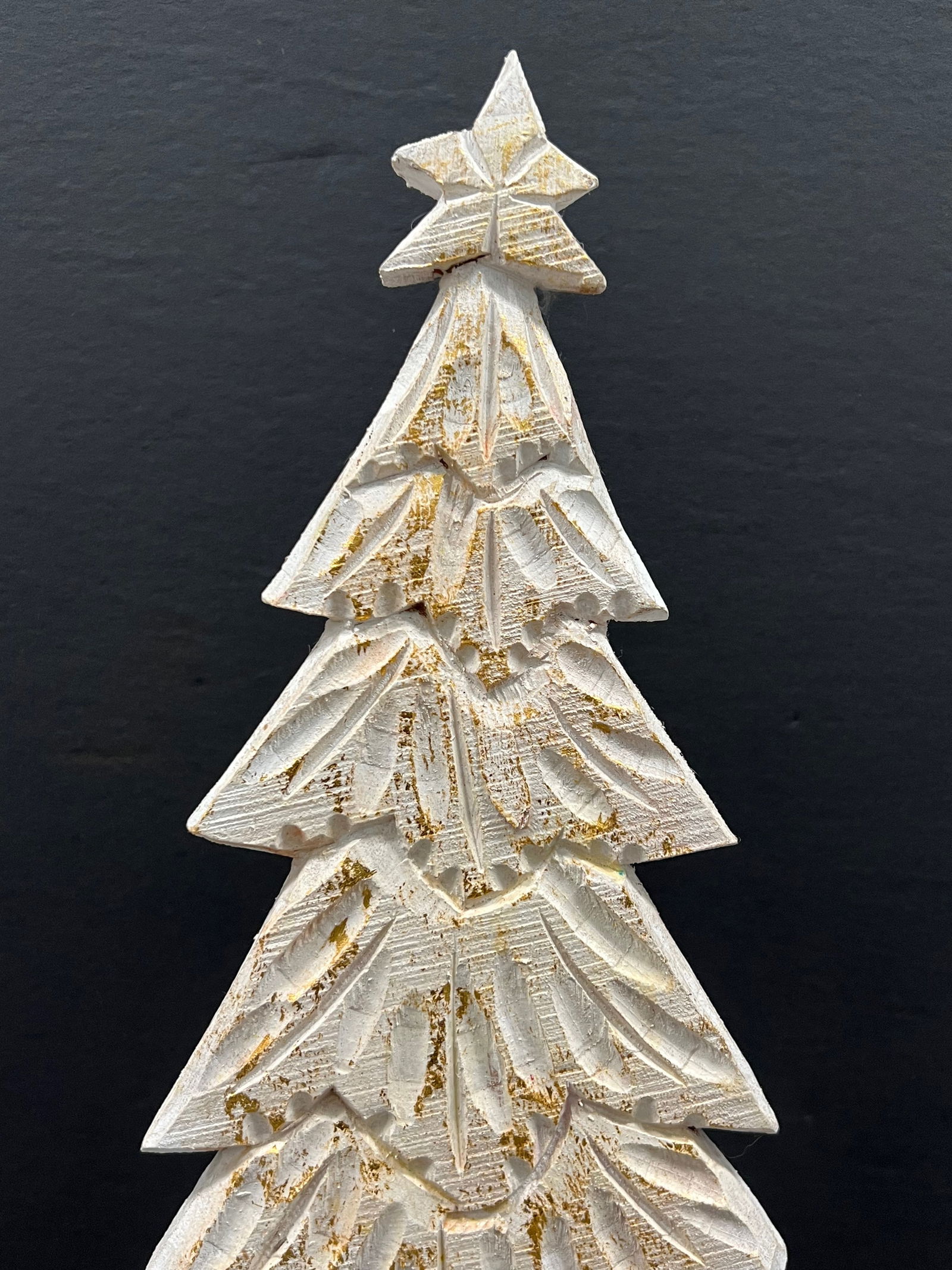 Carved Wood Christmas Tree Sculpture - 2