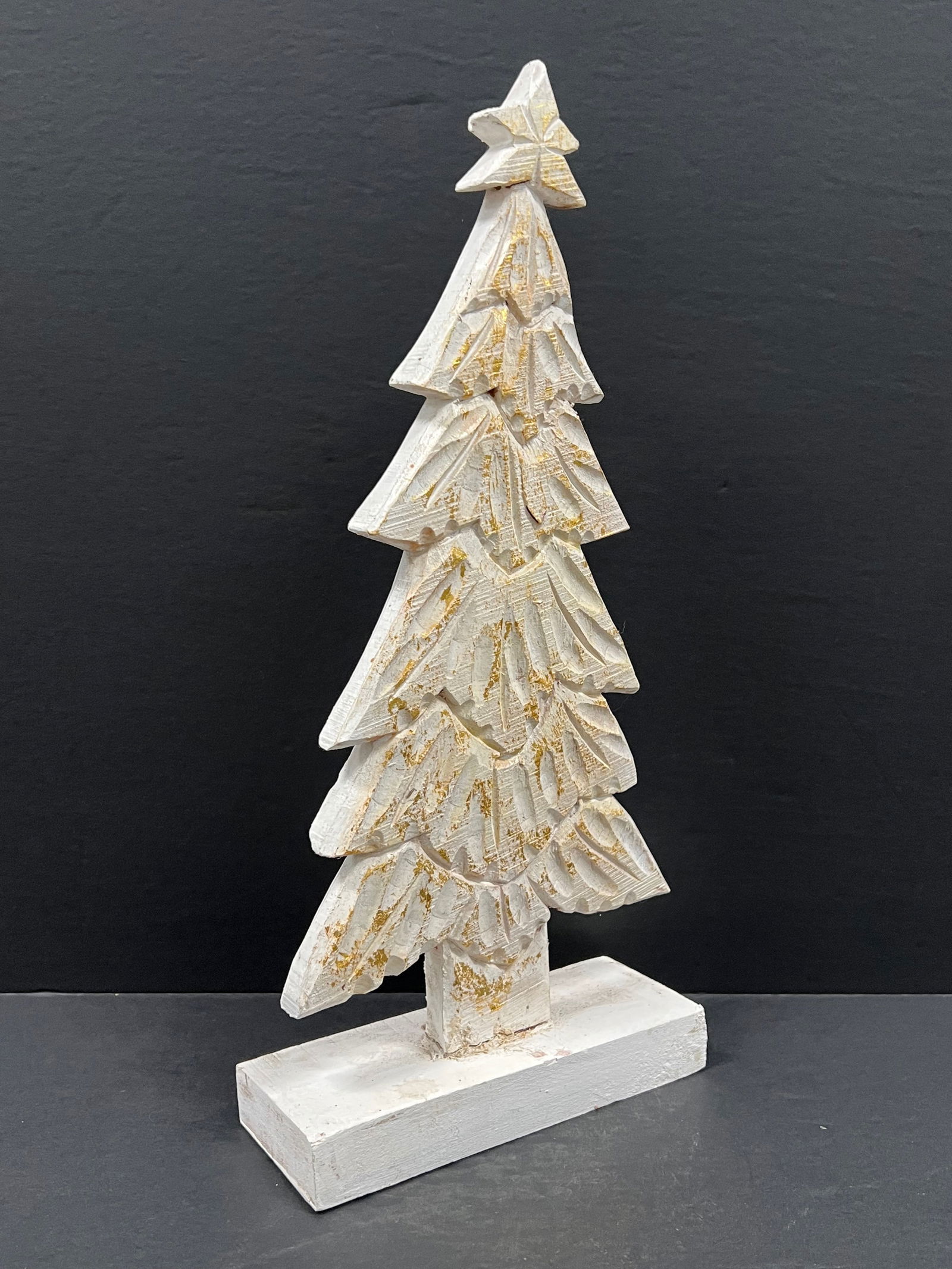 Carved Wood Christmas Tree Sculpture - 3