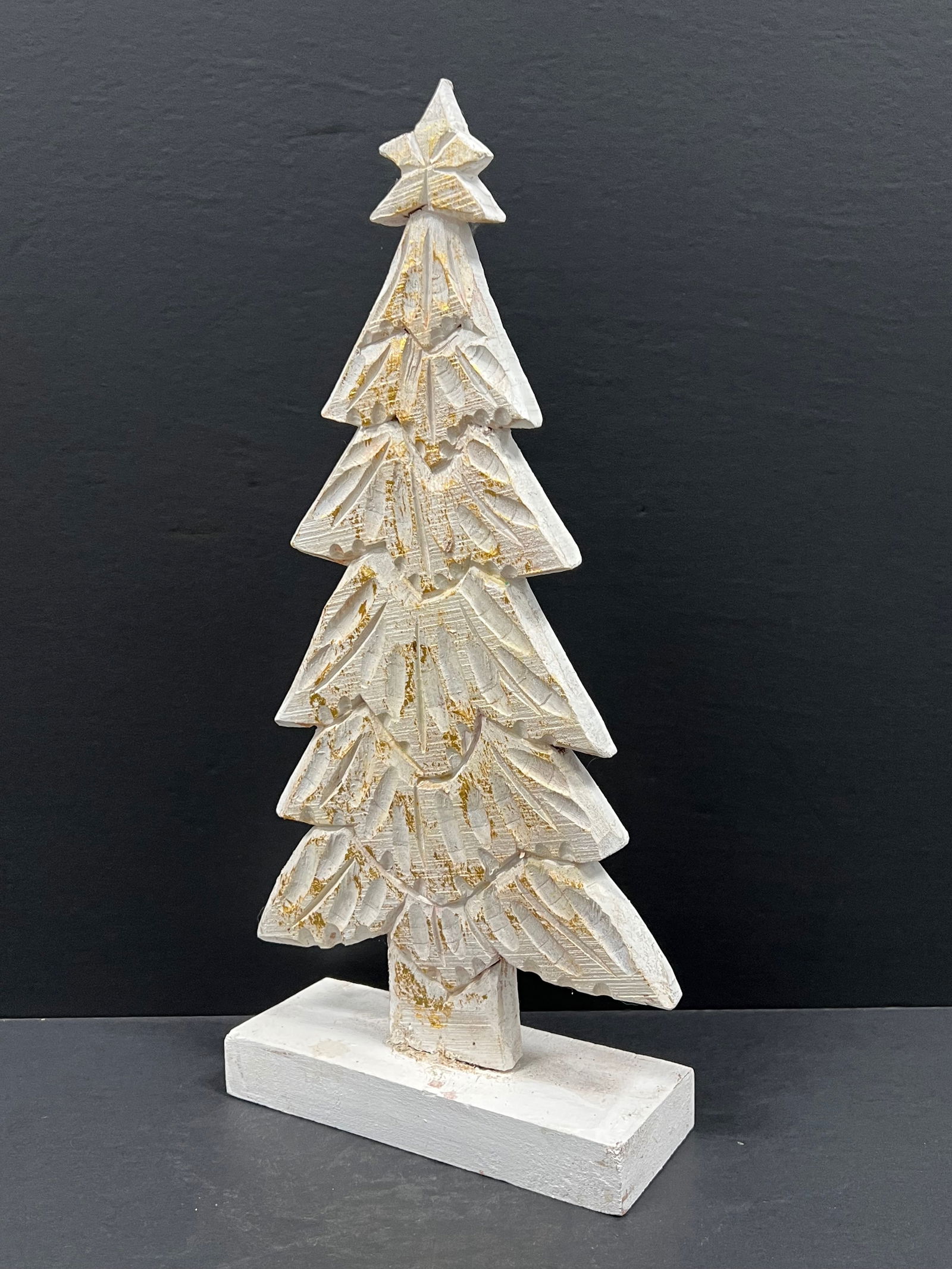 Carved Wood Christmas Tree Sculpture - 4