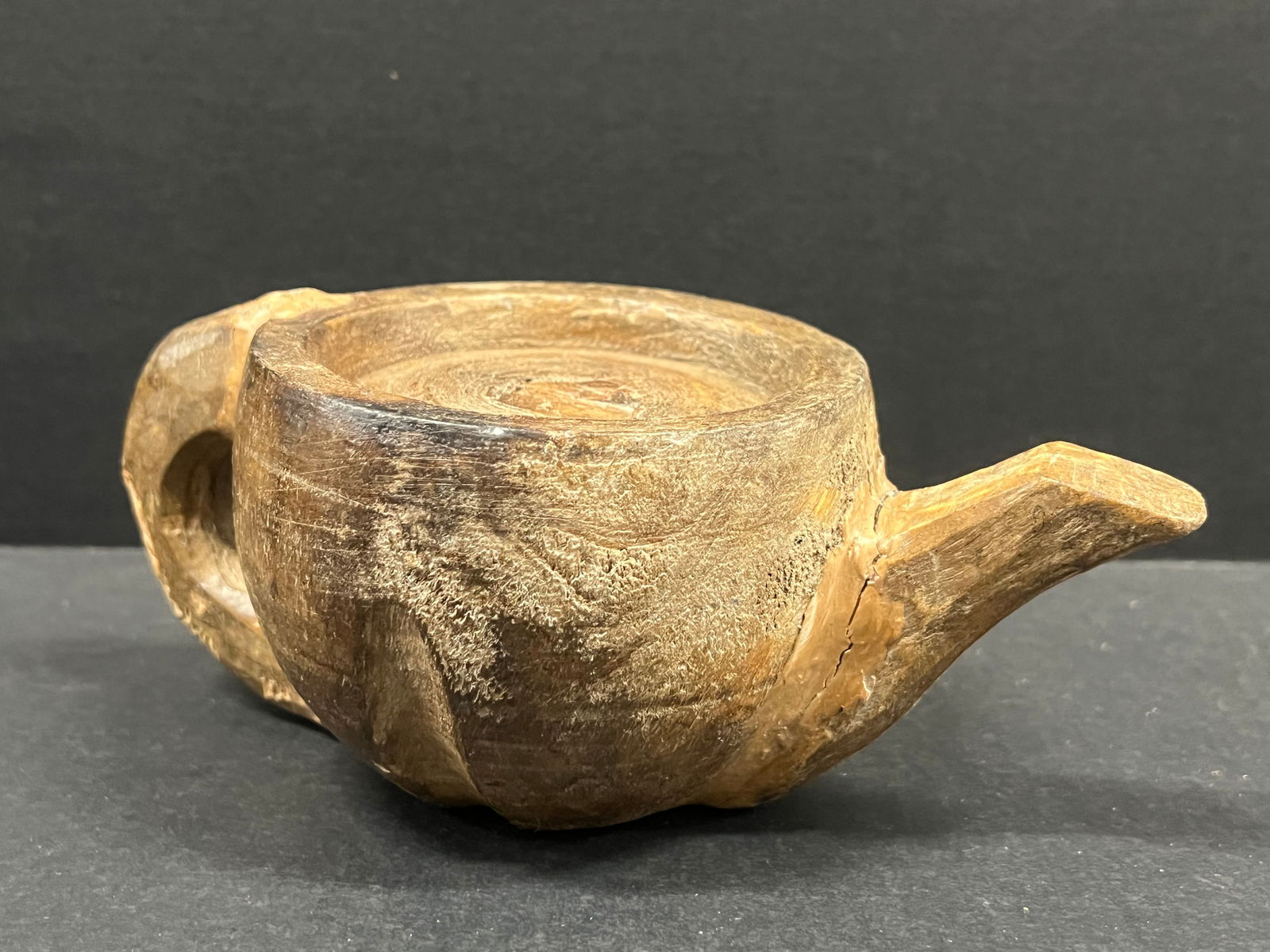 Carved Wood Tea Pot Sculpture - 2