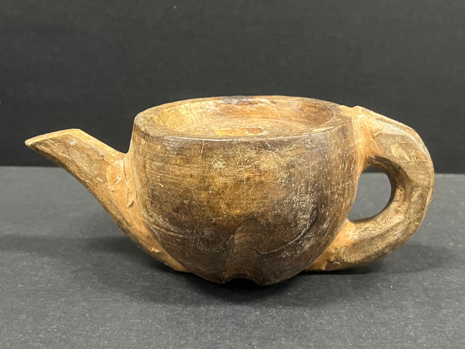 Carved Wood Tea Pot Sculpture - 4