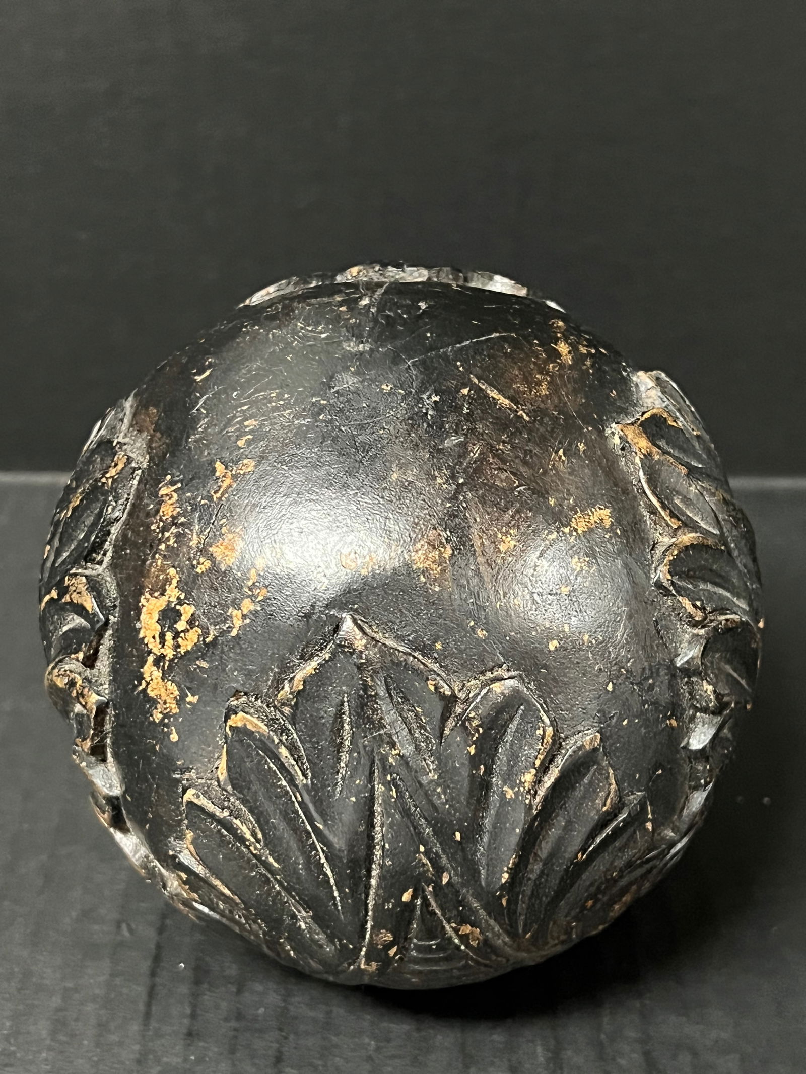 Carved Wood Roud Ball Sculpture - 2