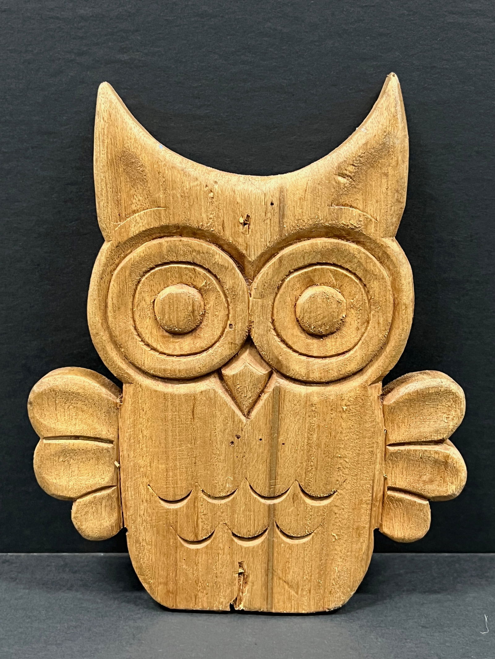 Carved Wood Owl Sculpture - 3