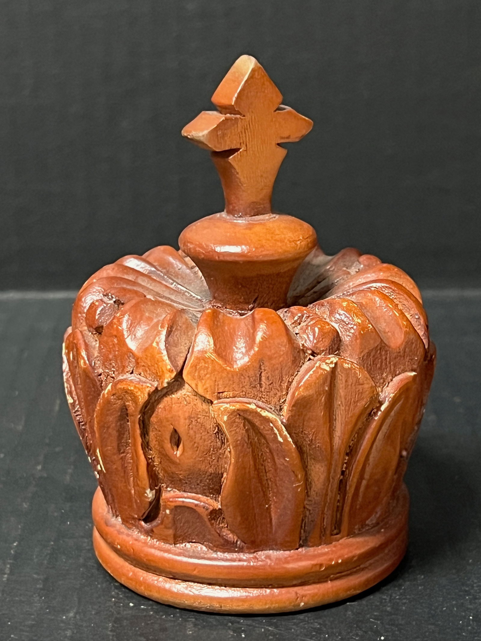 Carved Wood Crown Sculpture - 2