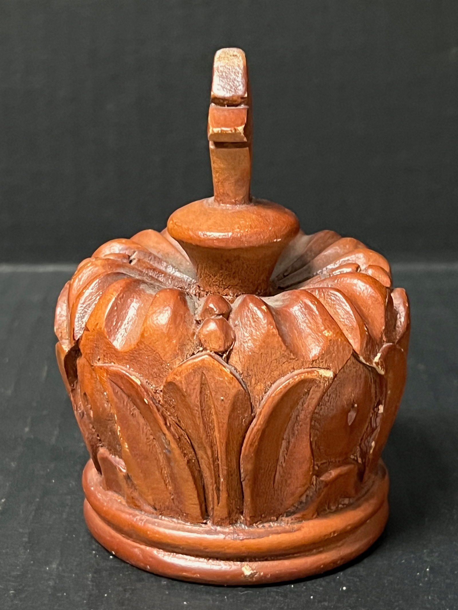 Carved Wood Crown Sculpture - 4