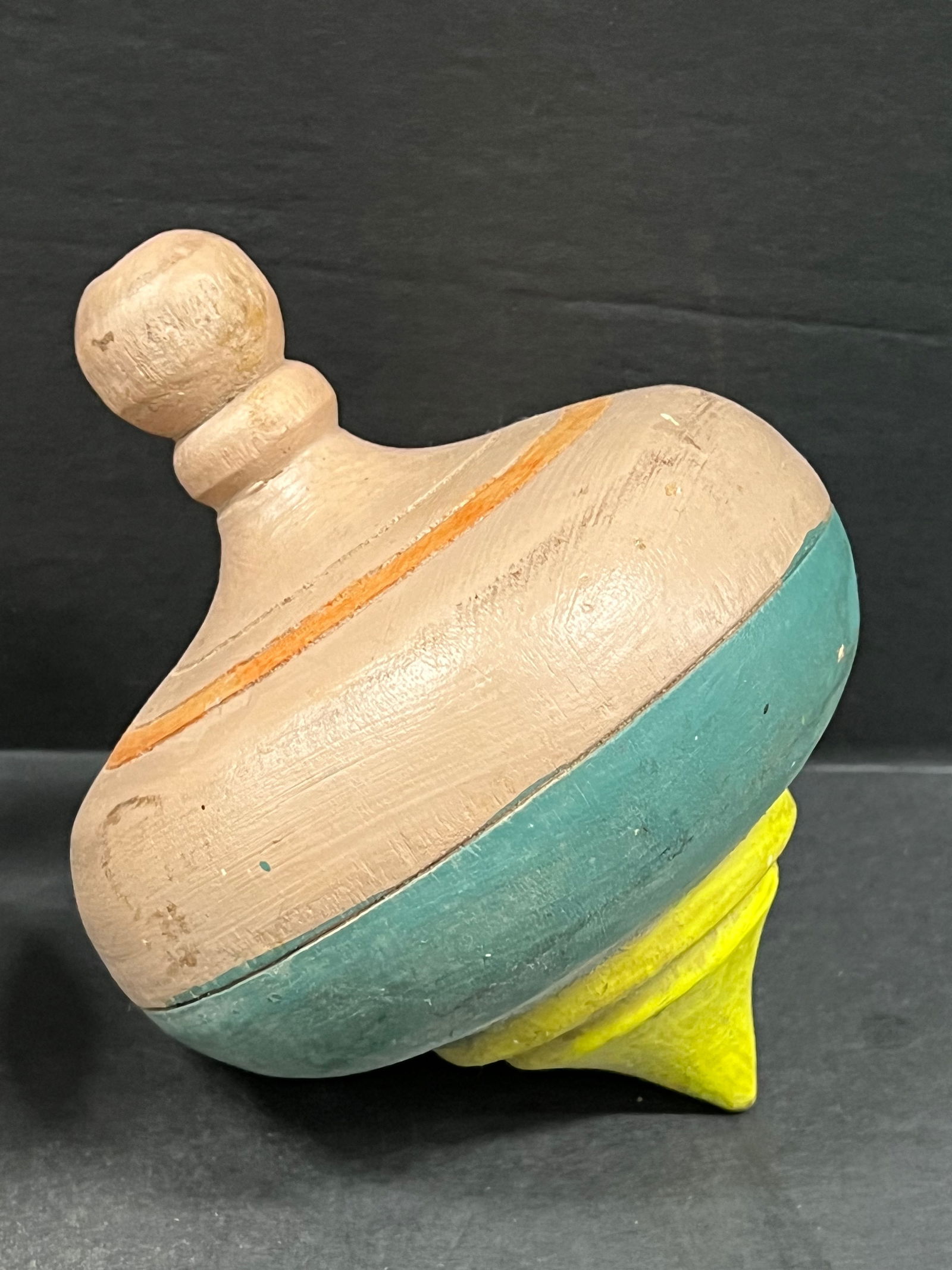 Carved Wood Pair of Spinning Tops - 4