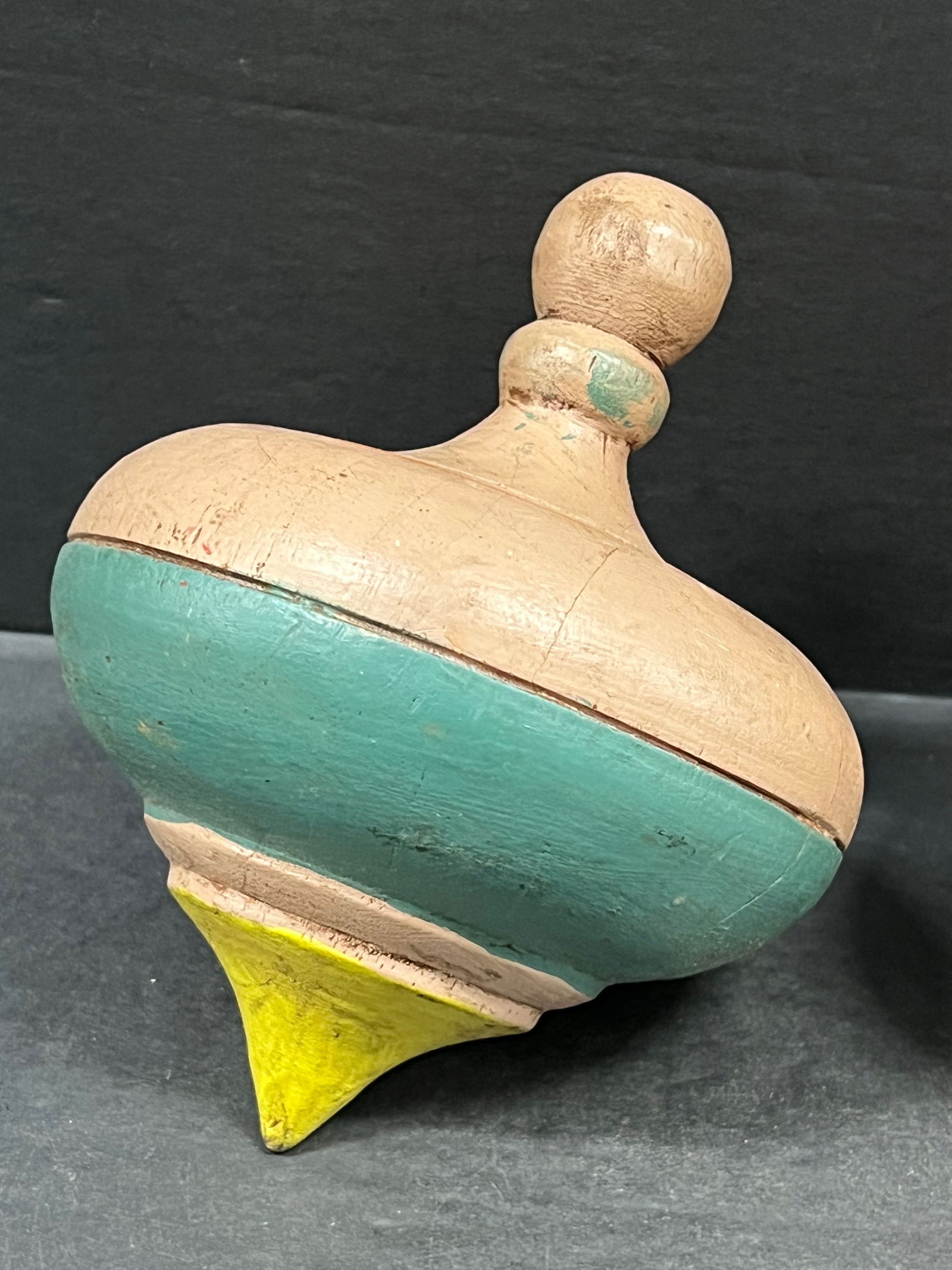 Carved Wood Pair of Spinning Tops - 5