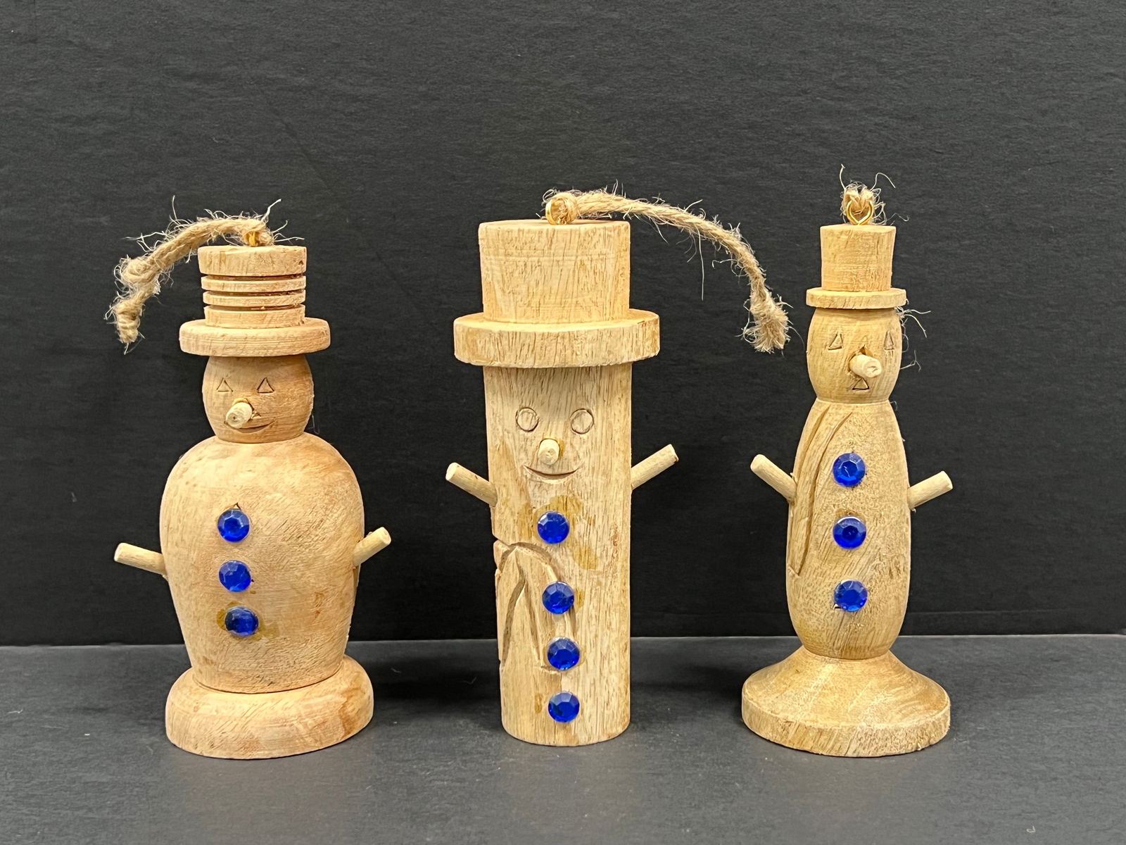 Carved Wood Christams Ornaments 3 Pcs. (1 of 6)