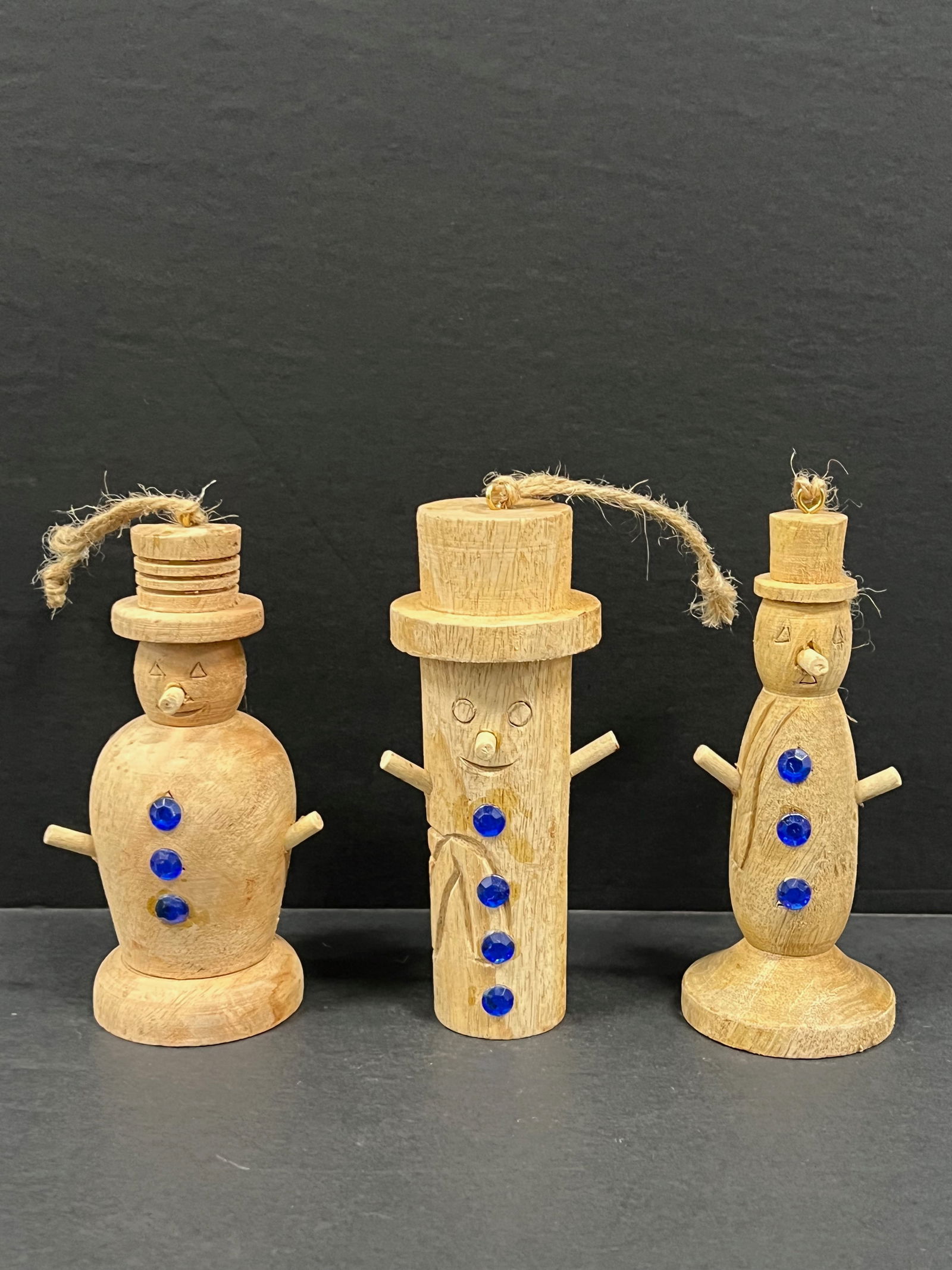 Carved Wood Christams Ornaments 3 Pcs. - 2