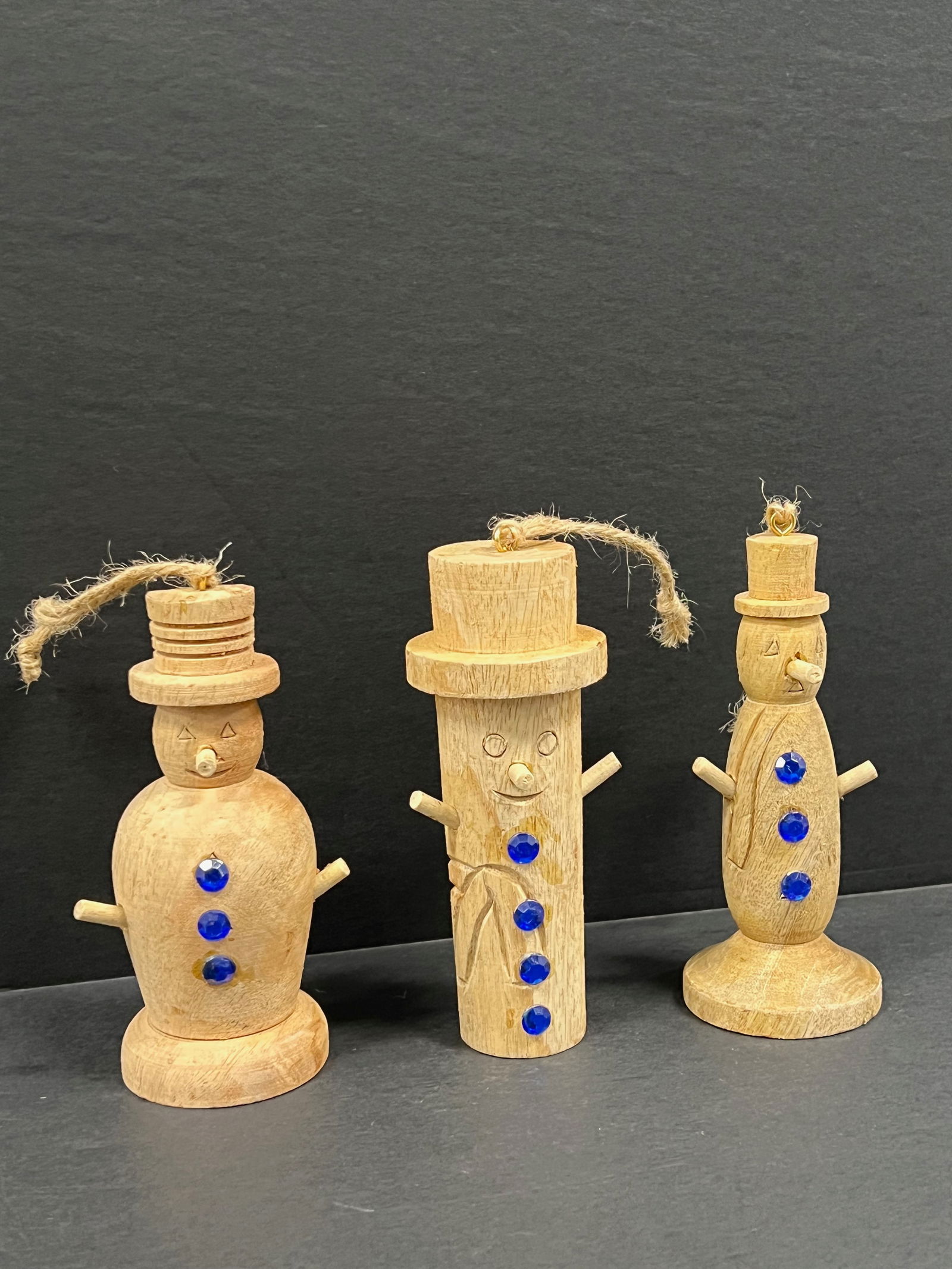 Carved Wood Christams Ornaments 3 Pcs. - 4