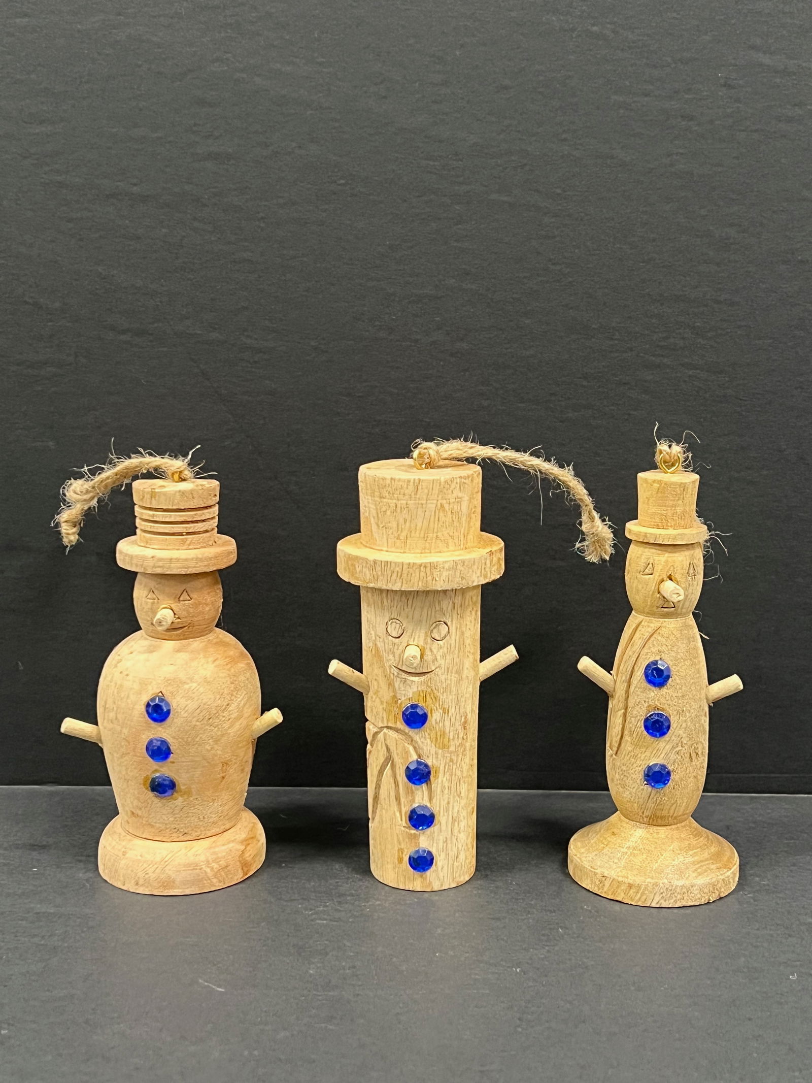 Carved Wood Christams Ornaments 3 Pcs. - 5