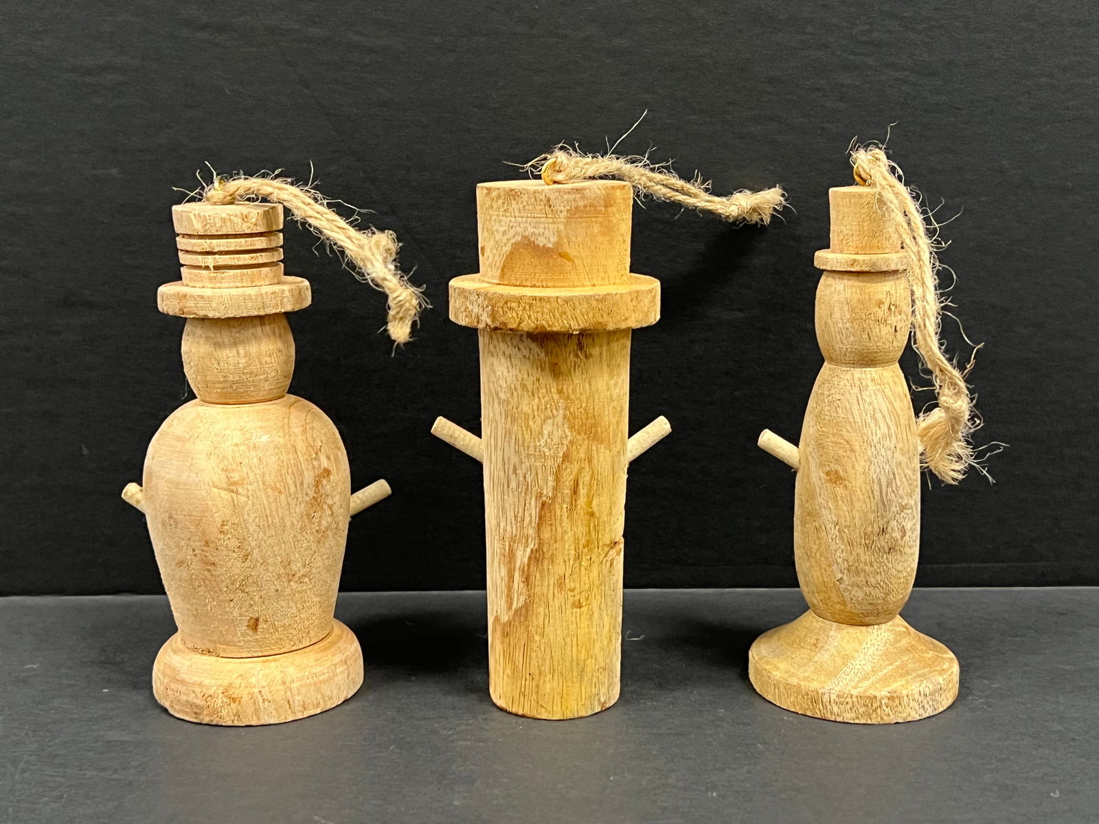 Carved Wood Christams Ornaments 3 Pcs. - 6