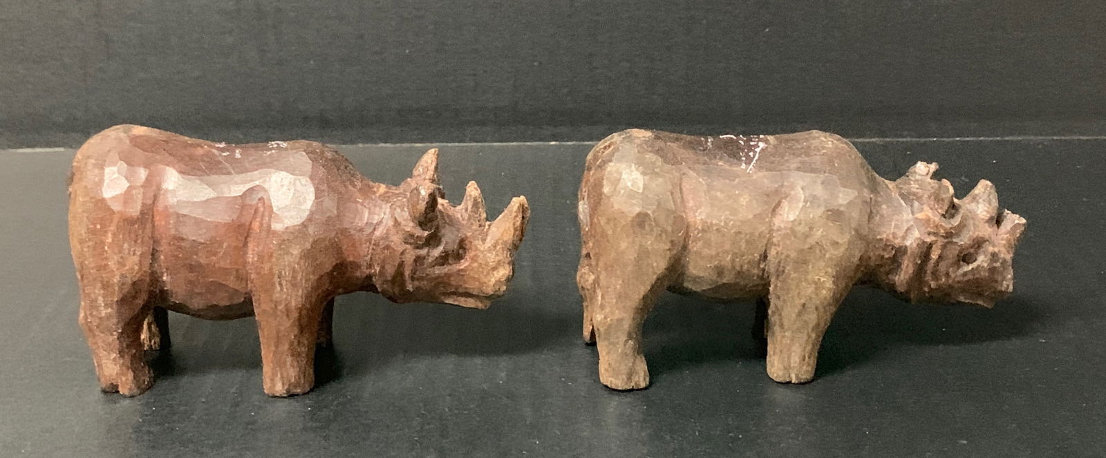 Carved Wood Pair of Rhinosaurus Sculpture - 3