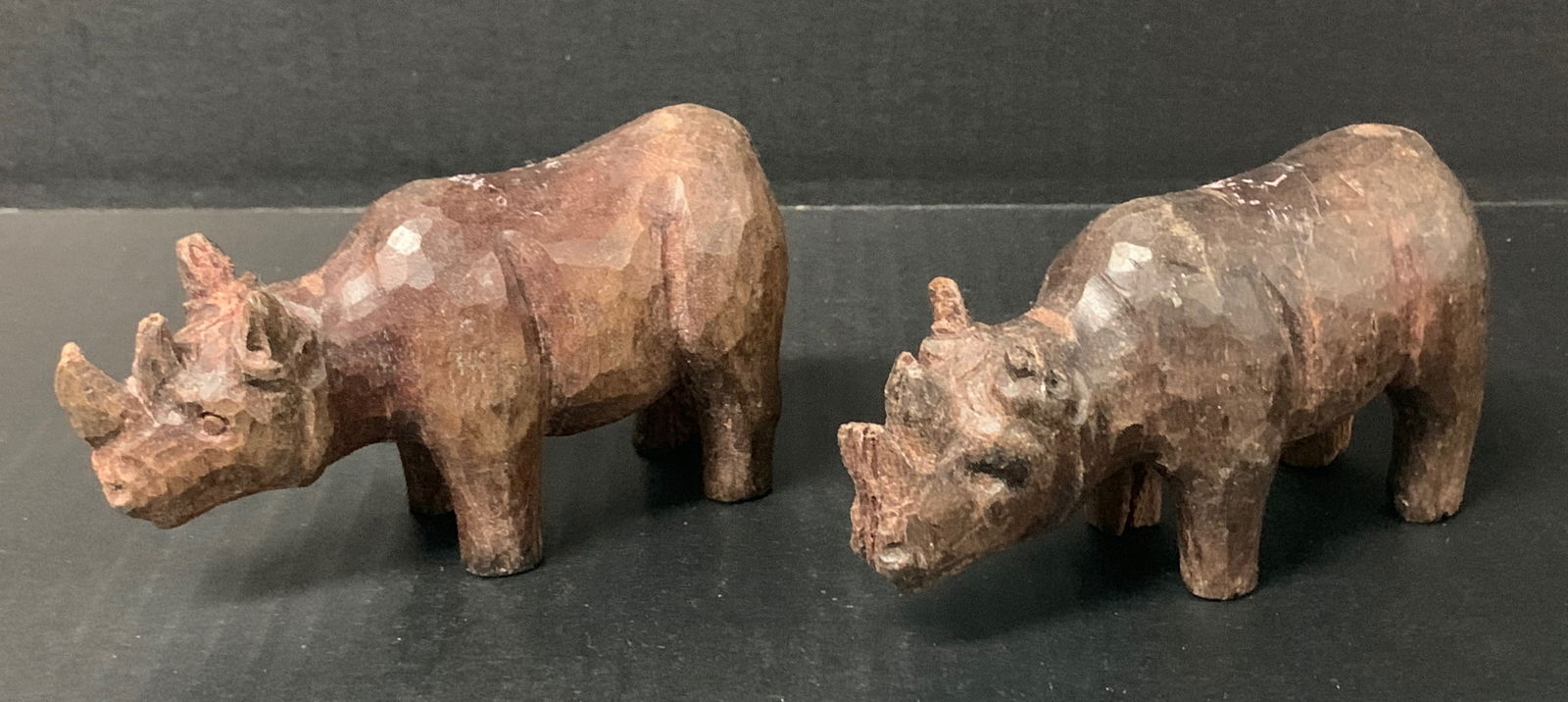 Carved Wood Pair of Rhinosaurus Sculpture - 4