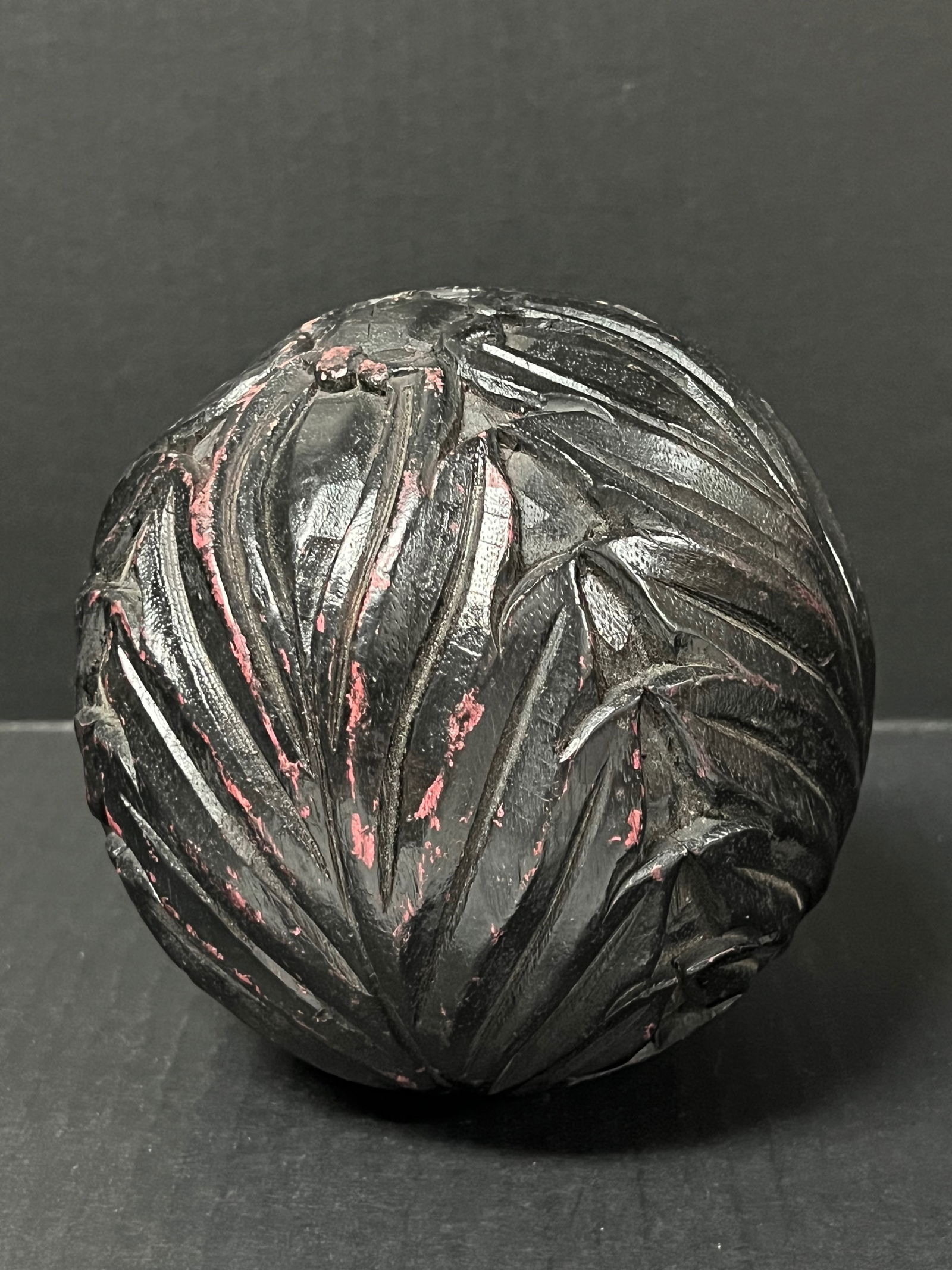 Carved Wood Ball Sculpture (1 of 4)