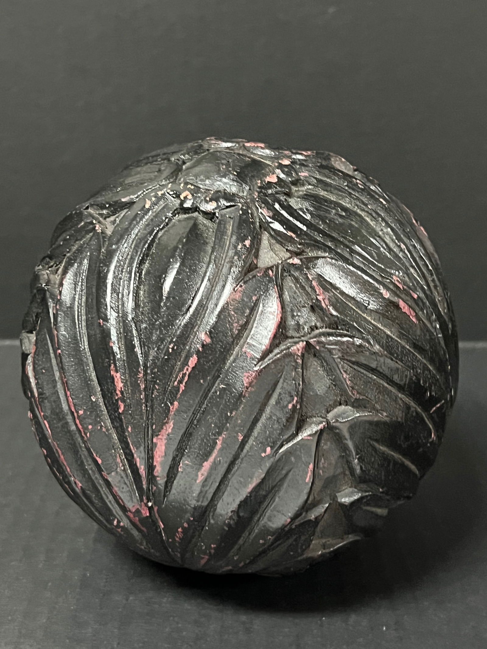 Carved Wood Ball Sculpture - 3