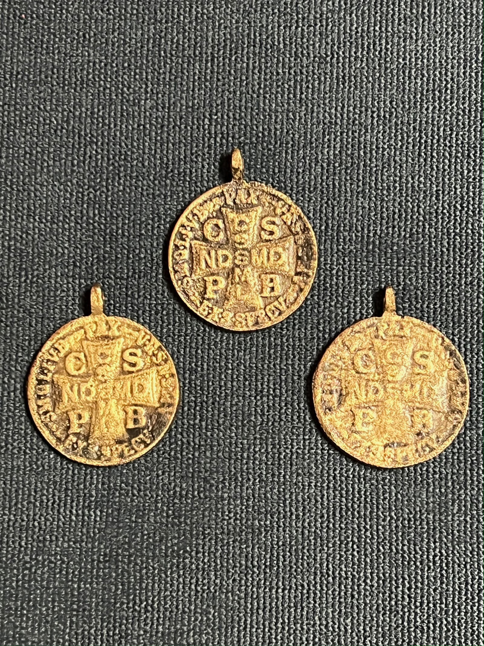 Religious Art Brass Amulet Pendant Set of 3 - 5