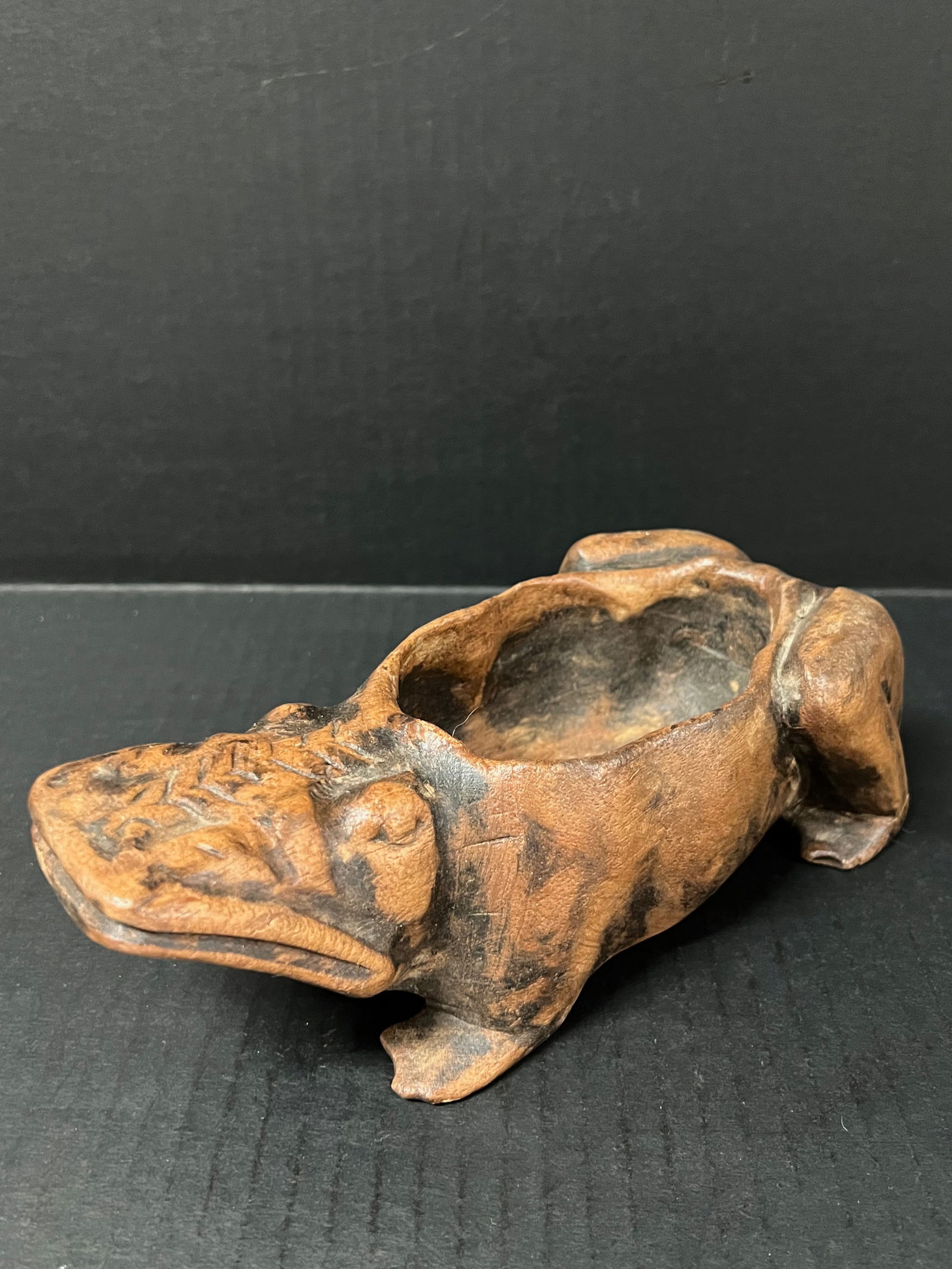 Carved Wood Frog Sculpture - 2