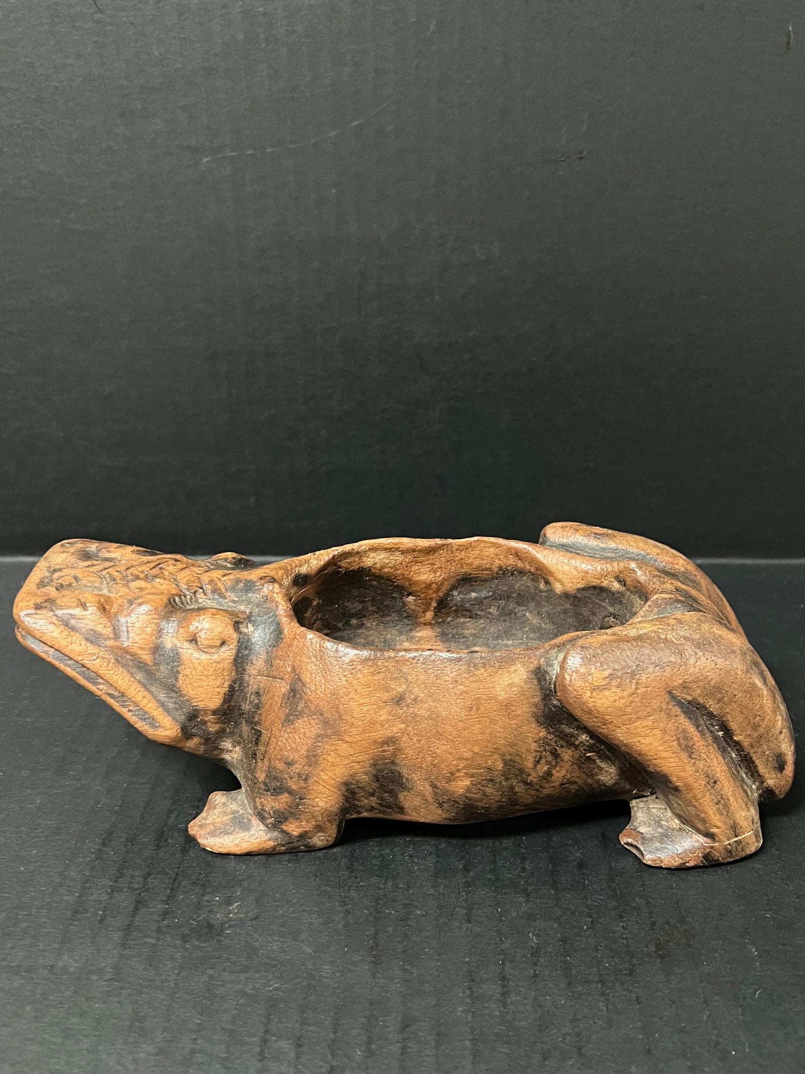 Carved Wood Frog Sculpture - 3