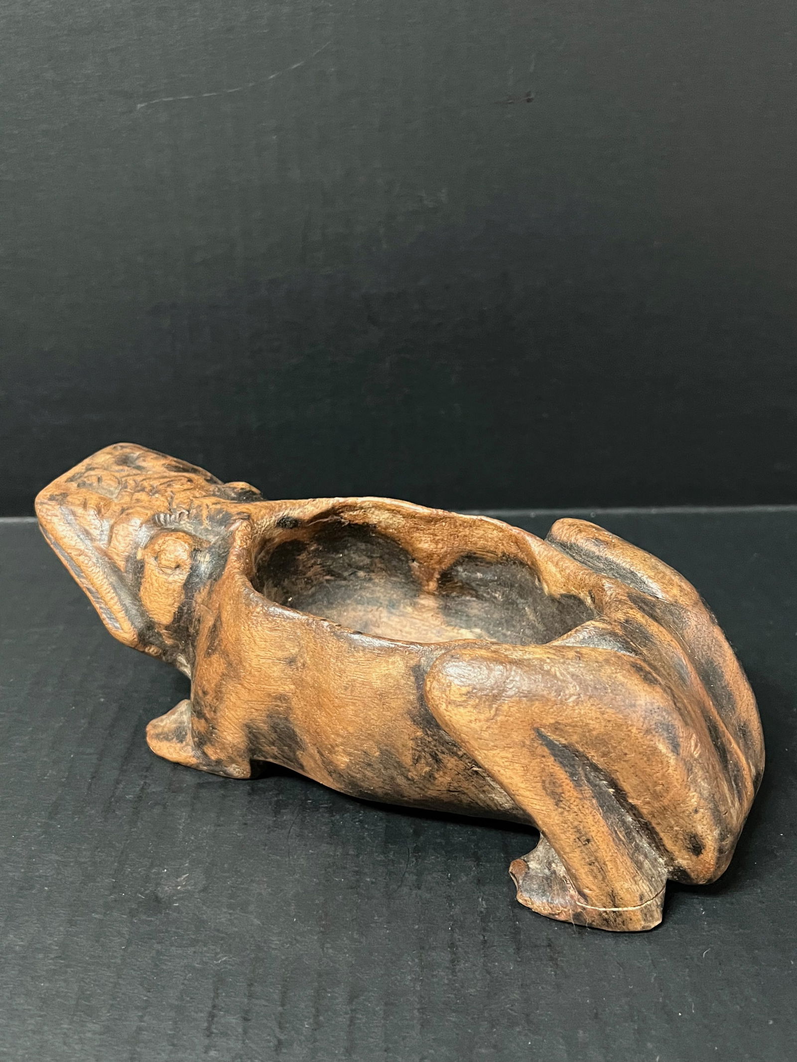 Carved Wood Frog Sculpture - 4