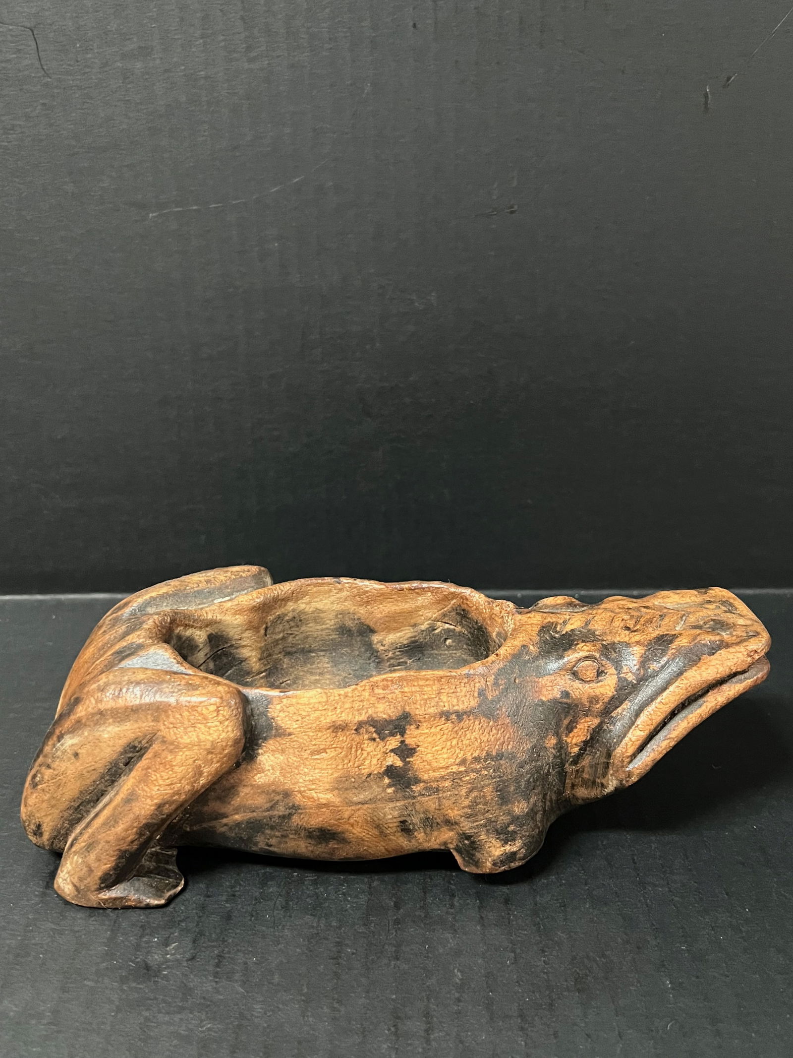 Carved Wood Frog Sculpture - 5