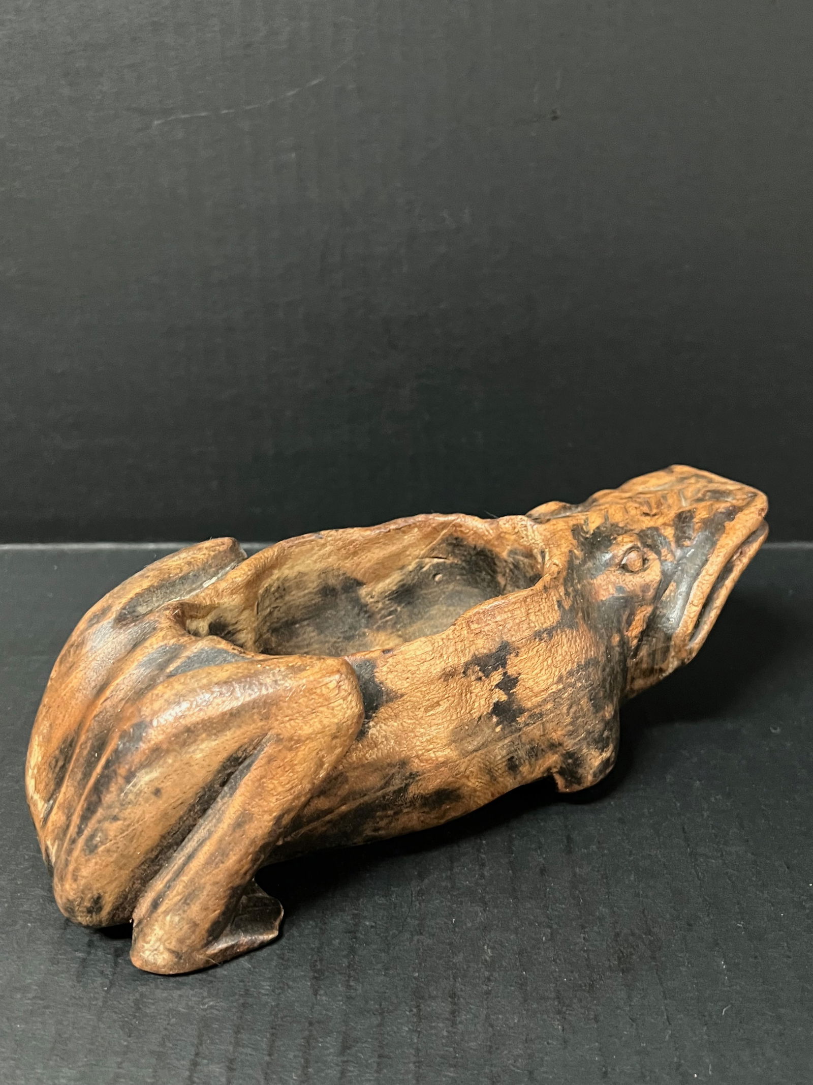 Carved Wood Frog Sculpture - 7
