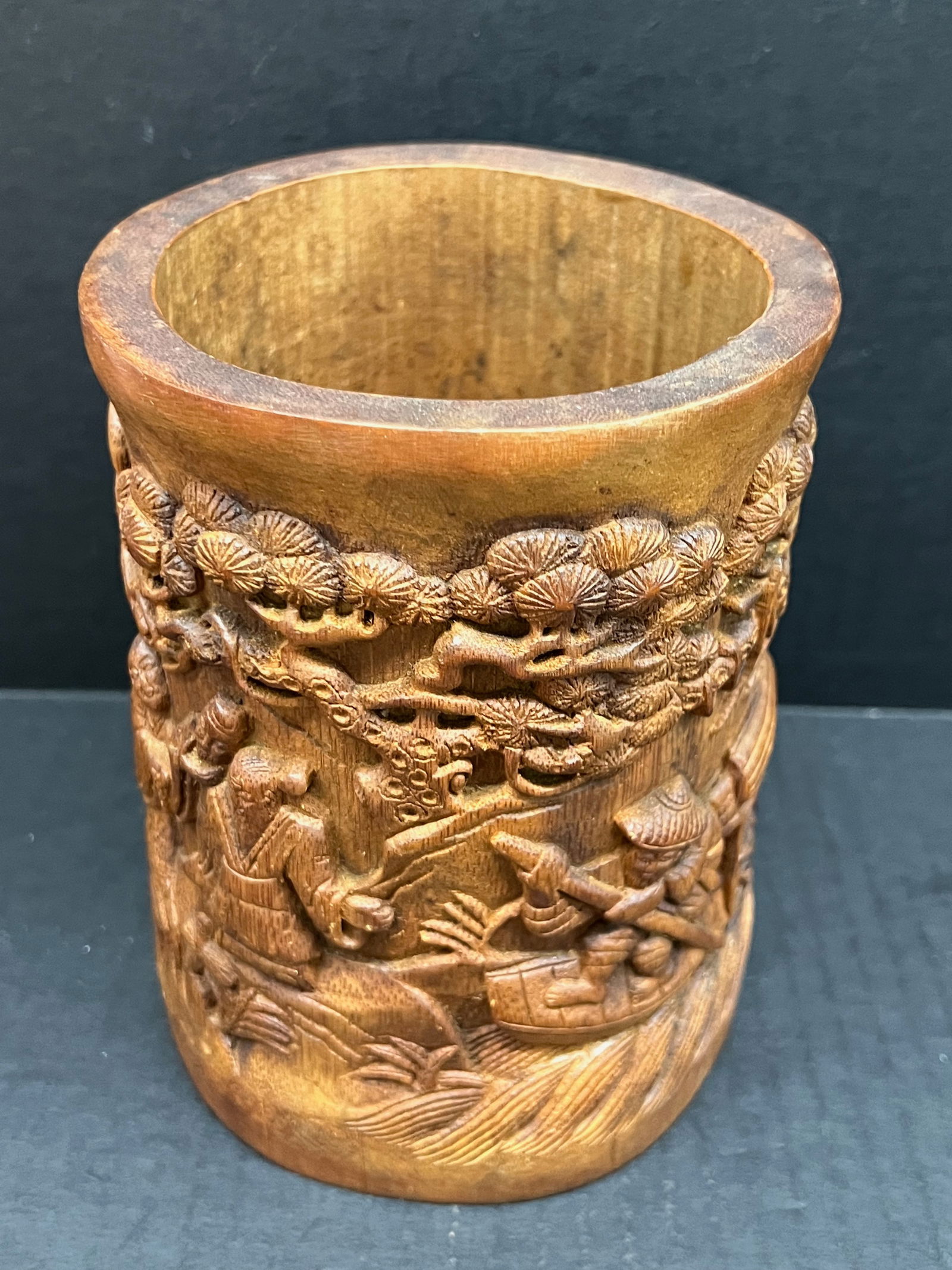 Carved Bamboo Chinese Brush Pot - 3