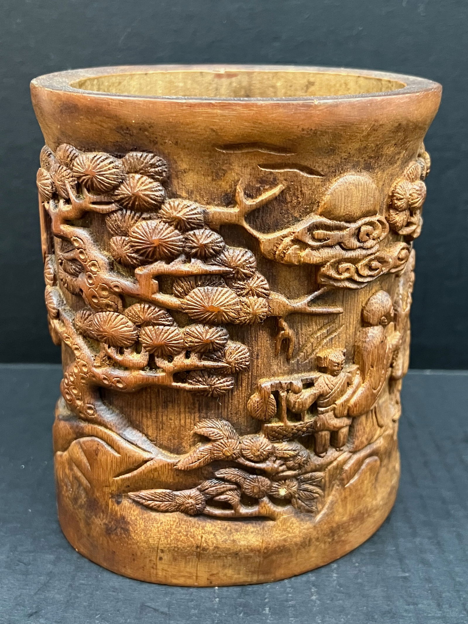 Carved Bamboo Chinese Brush Pot - 4