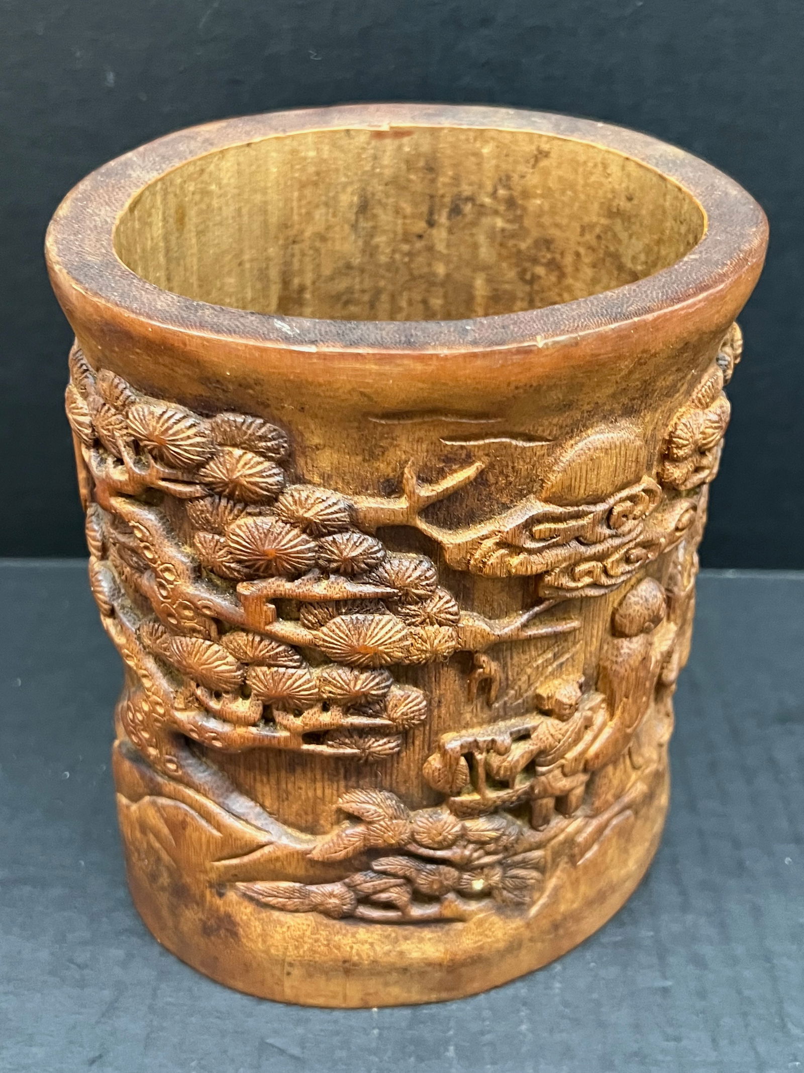 Carved Bamboo Chinese Brush Pot - 5