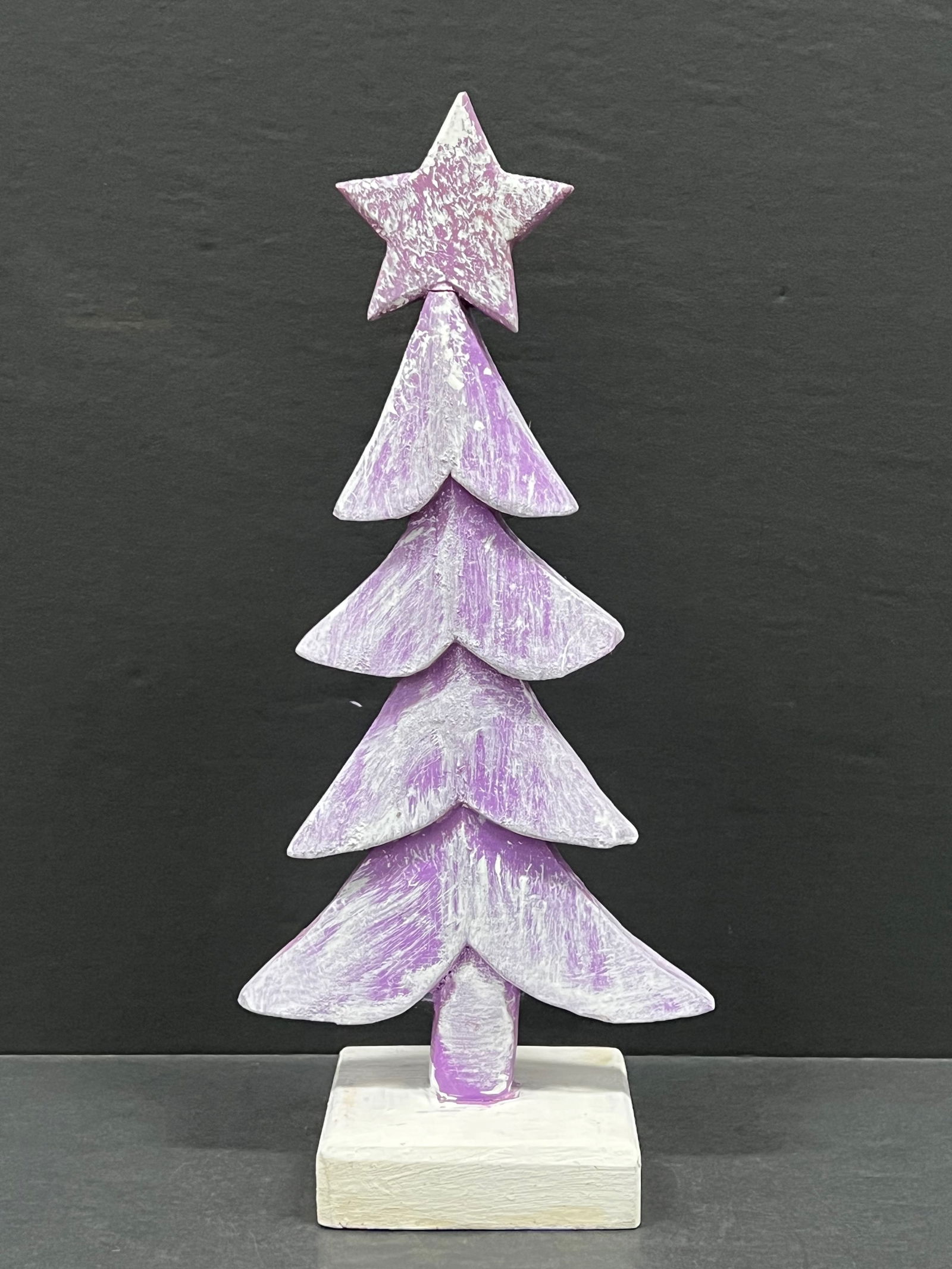 Carved Wood Painted Christmas Tree Sculpture (1 of 5)