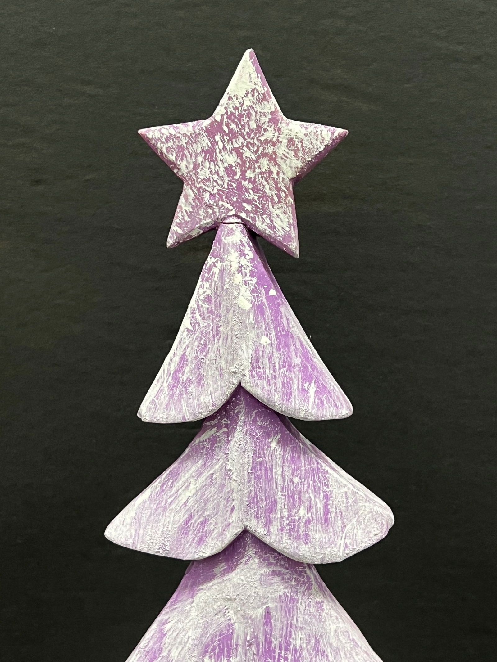 Carved Wood Painted Christmas Tree Sculpture - 2