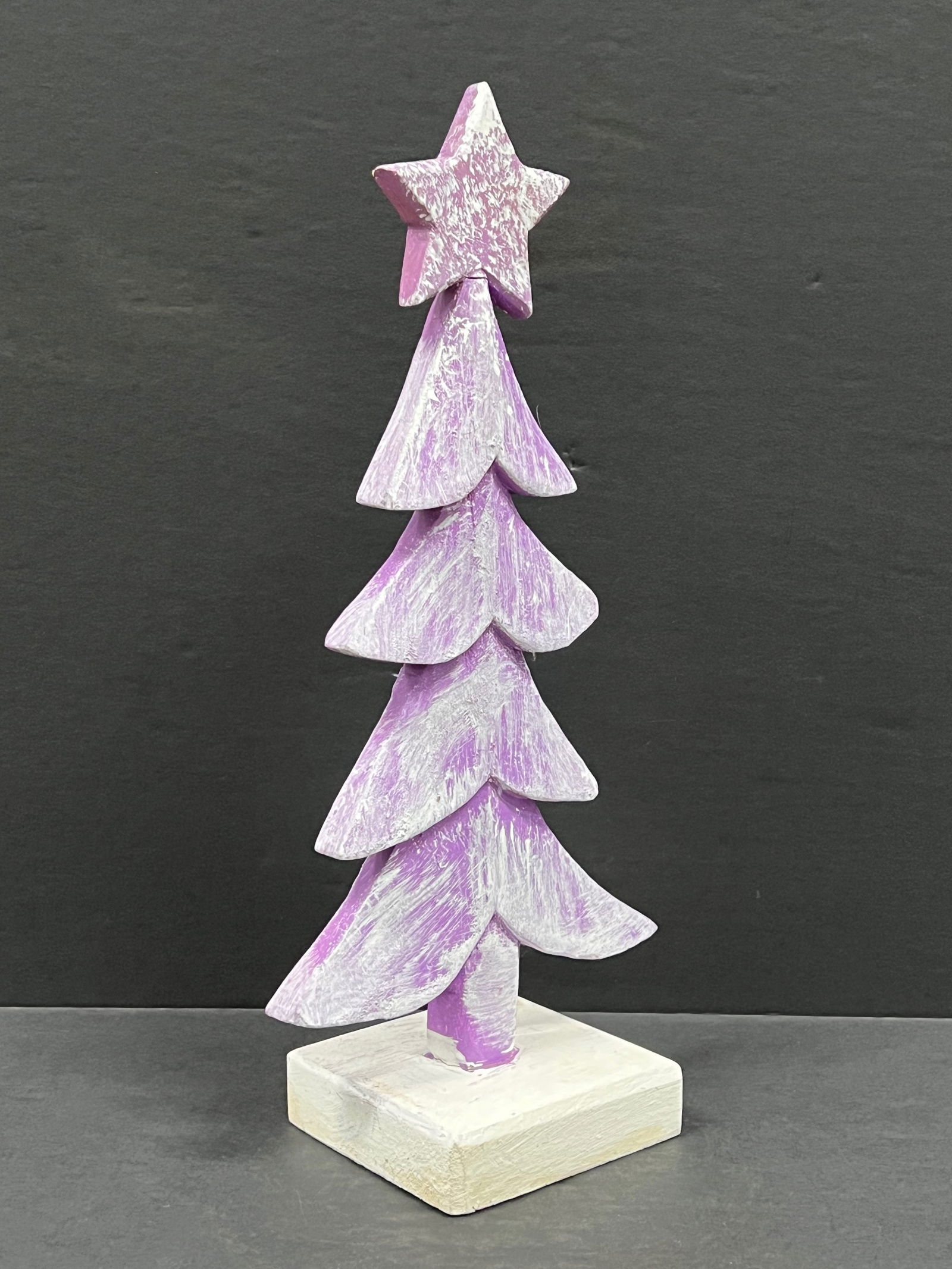 Carved Wood Painted Christmas Tree Sculpture - 3
