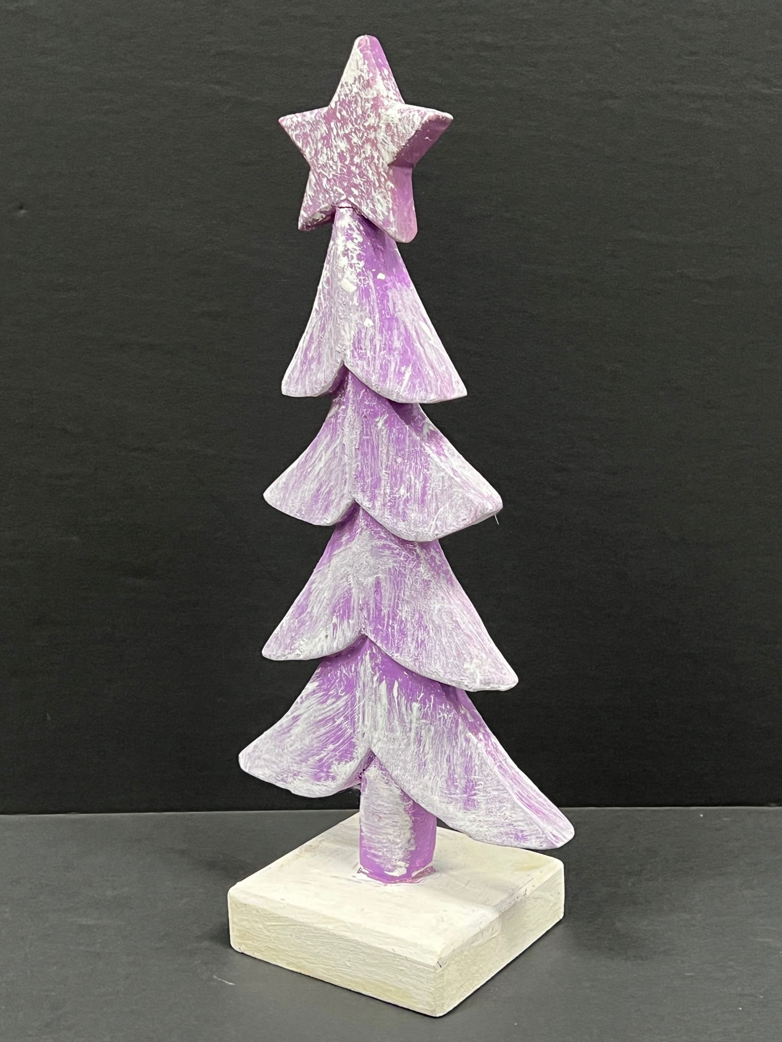 Carved Wood Painted Christmas Tree Sculpture - 4