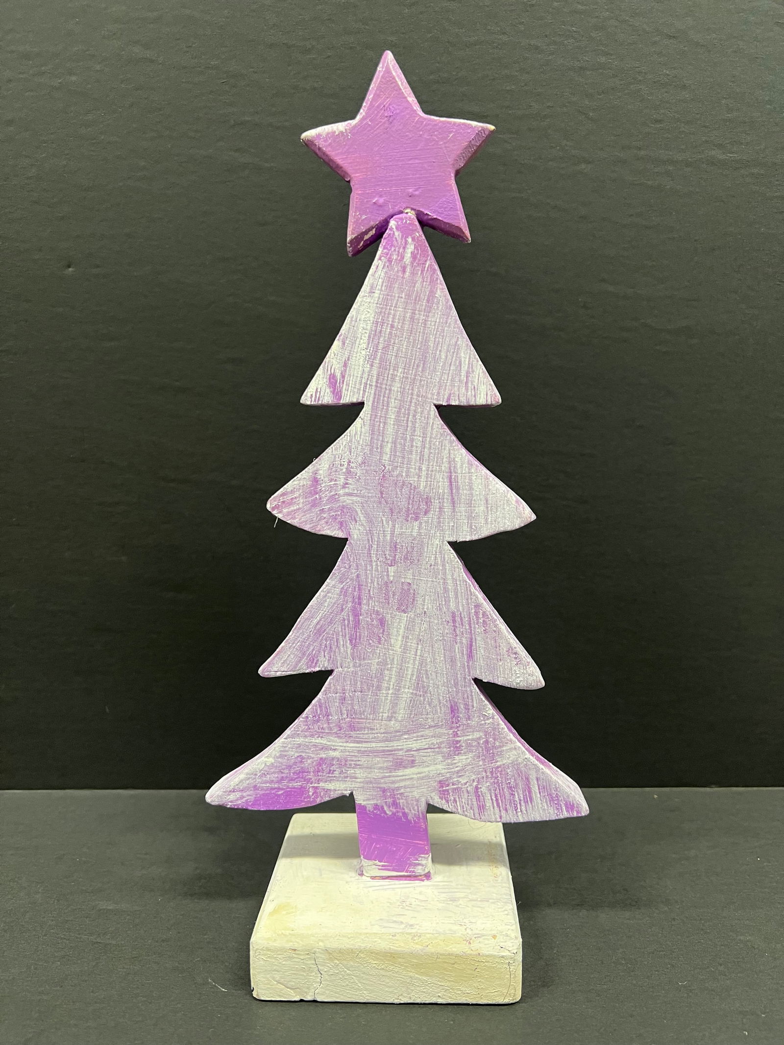 Carved Wood Painted Christmas Tree Sculpture - 5