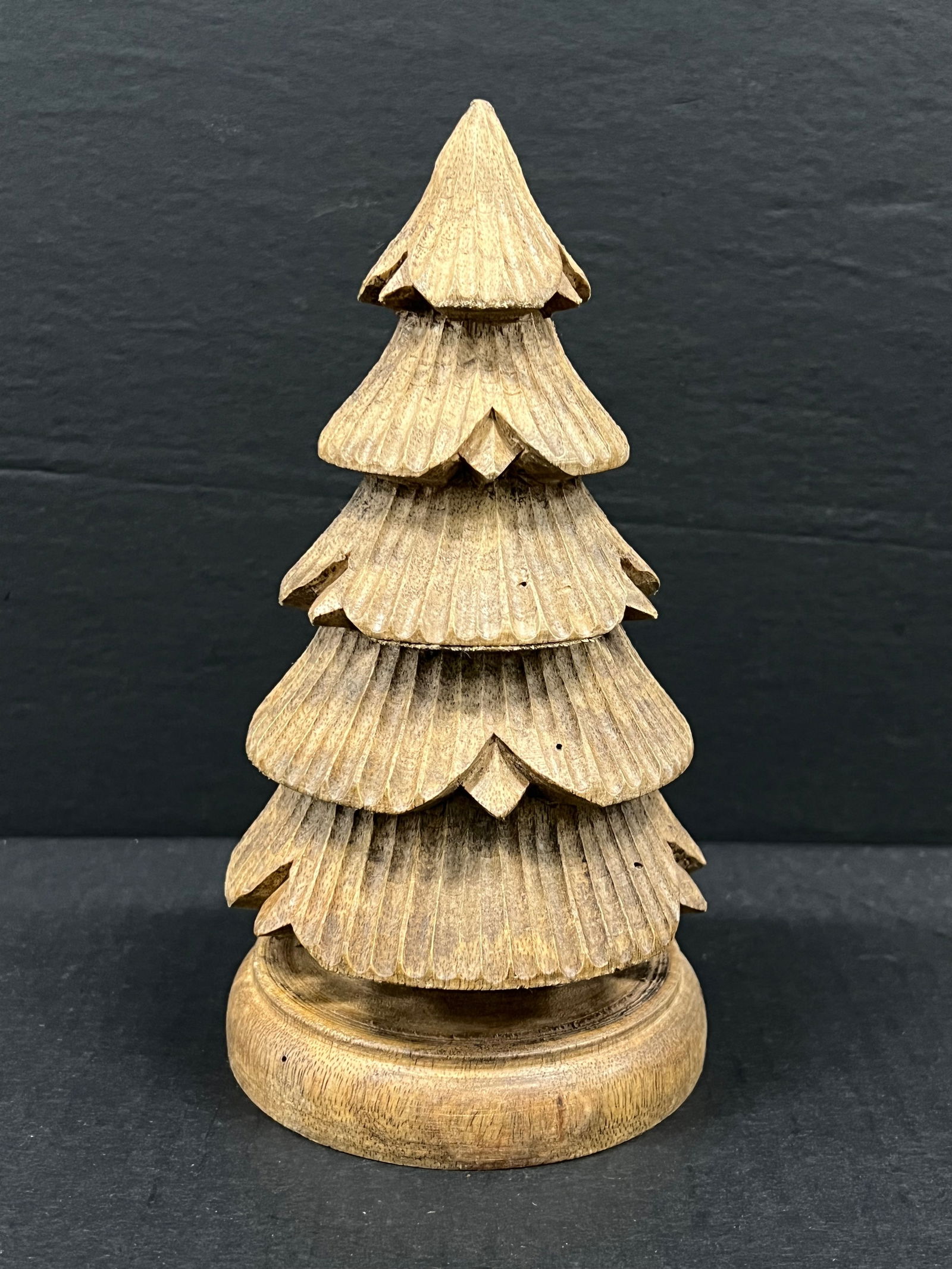 Carved Wood Christmas Tree Sculpture - 2