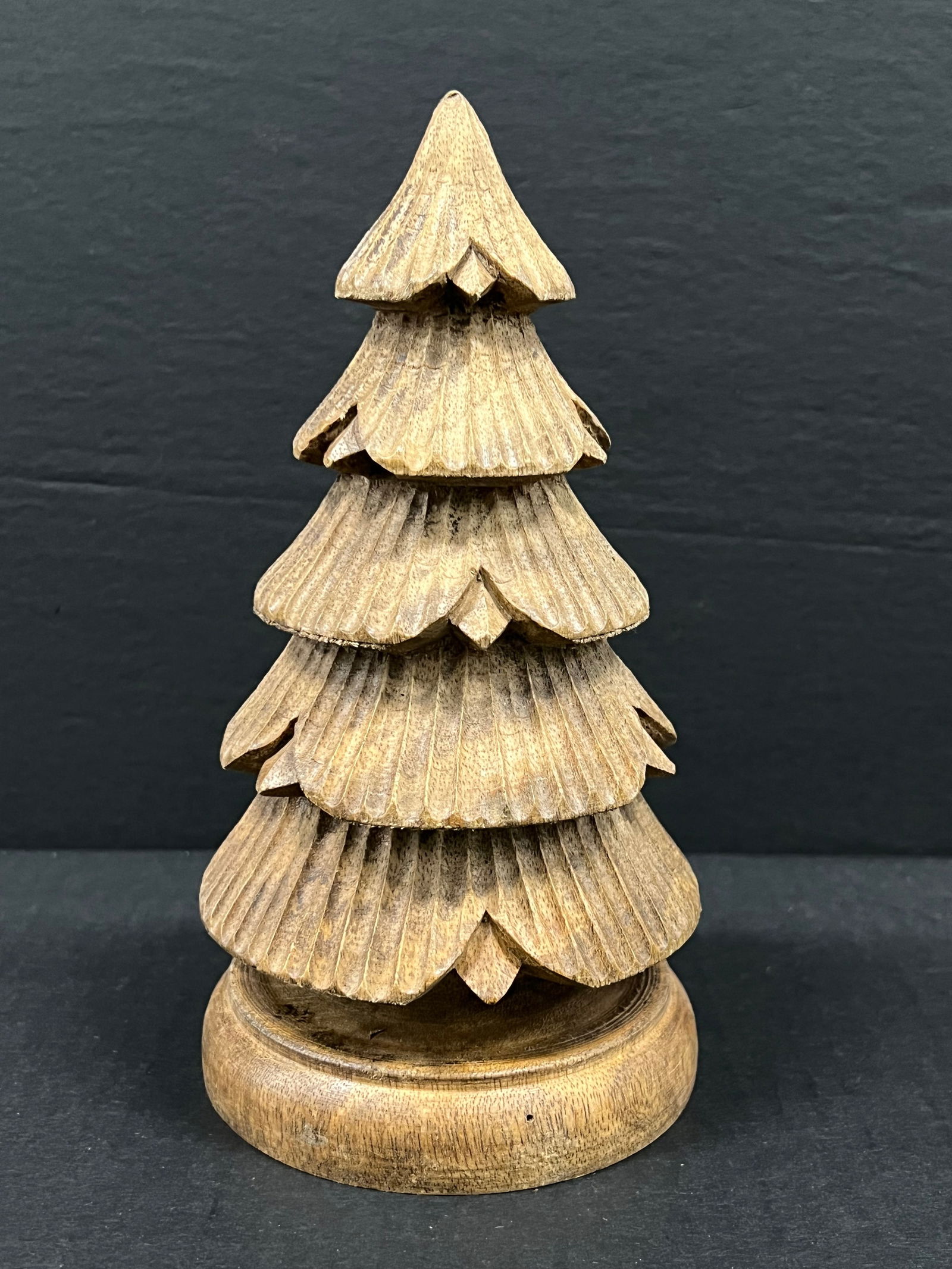 Carved Wood Christmas Tree Sculpture - 3