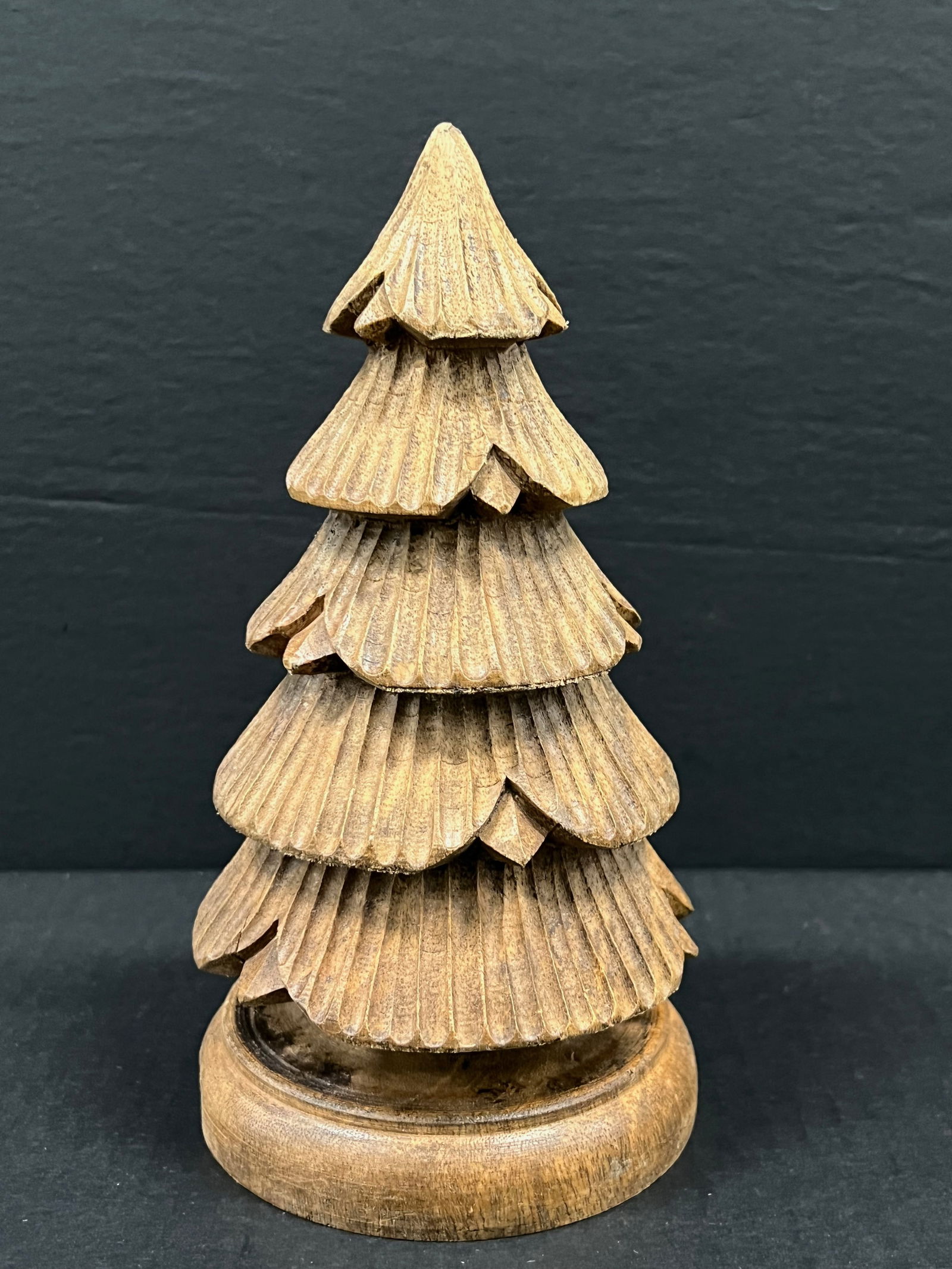 Carved Wood Christmas Tree Sculpture - 4