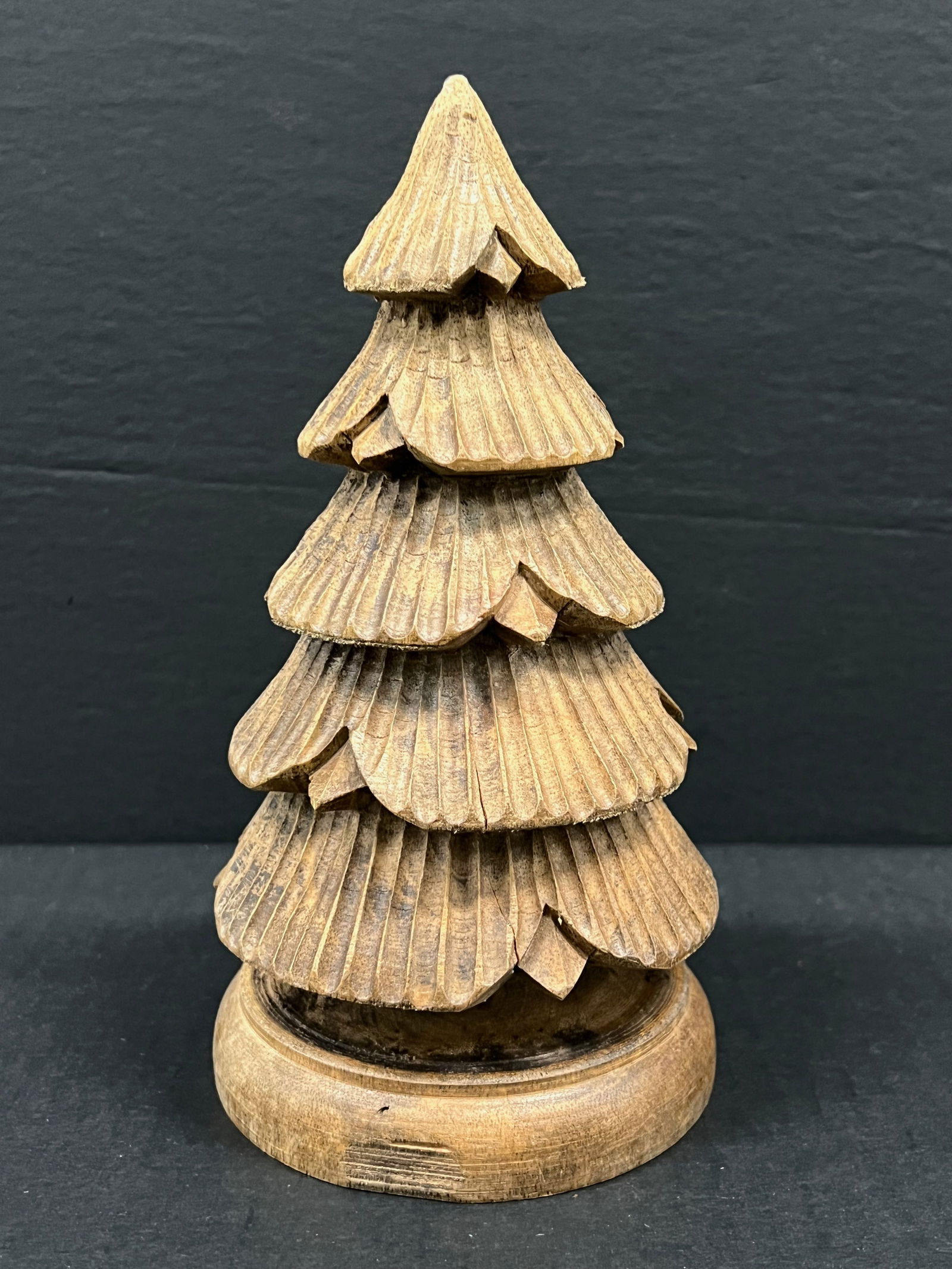 Carved Wood Christmas Tree Sculpture - 5