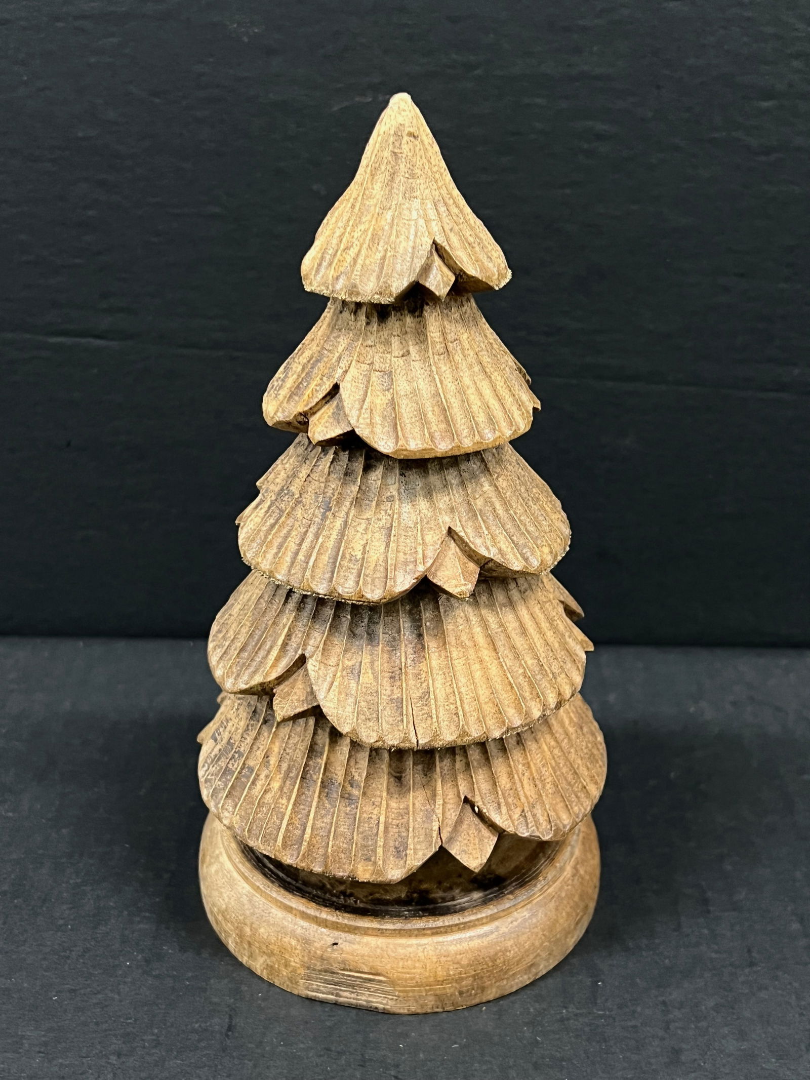 Carved Wood Christmas Tree Sculpture - 6