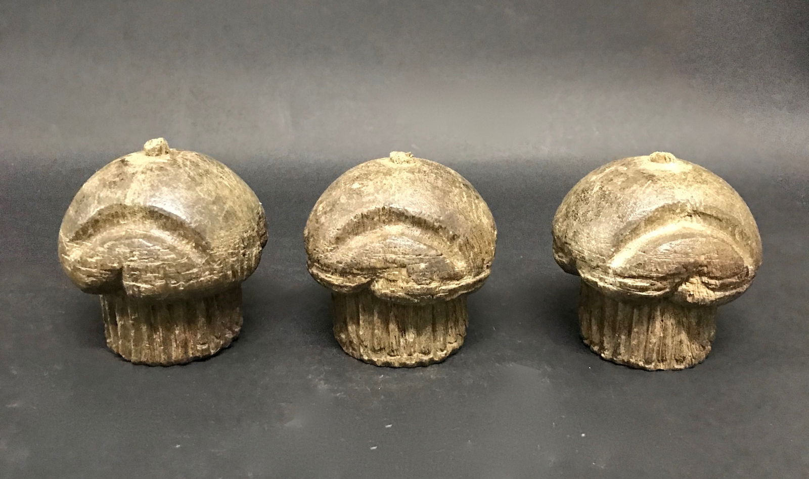 Carved Wood Cupcakes Sculpture Set of 3 - 2