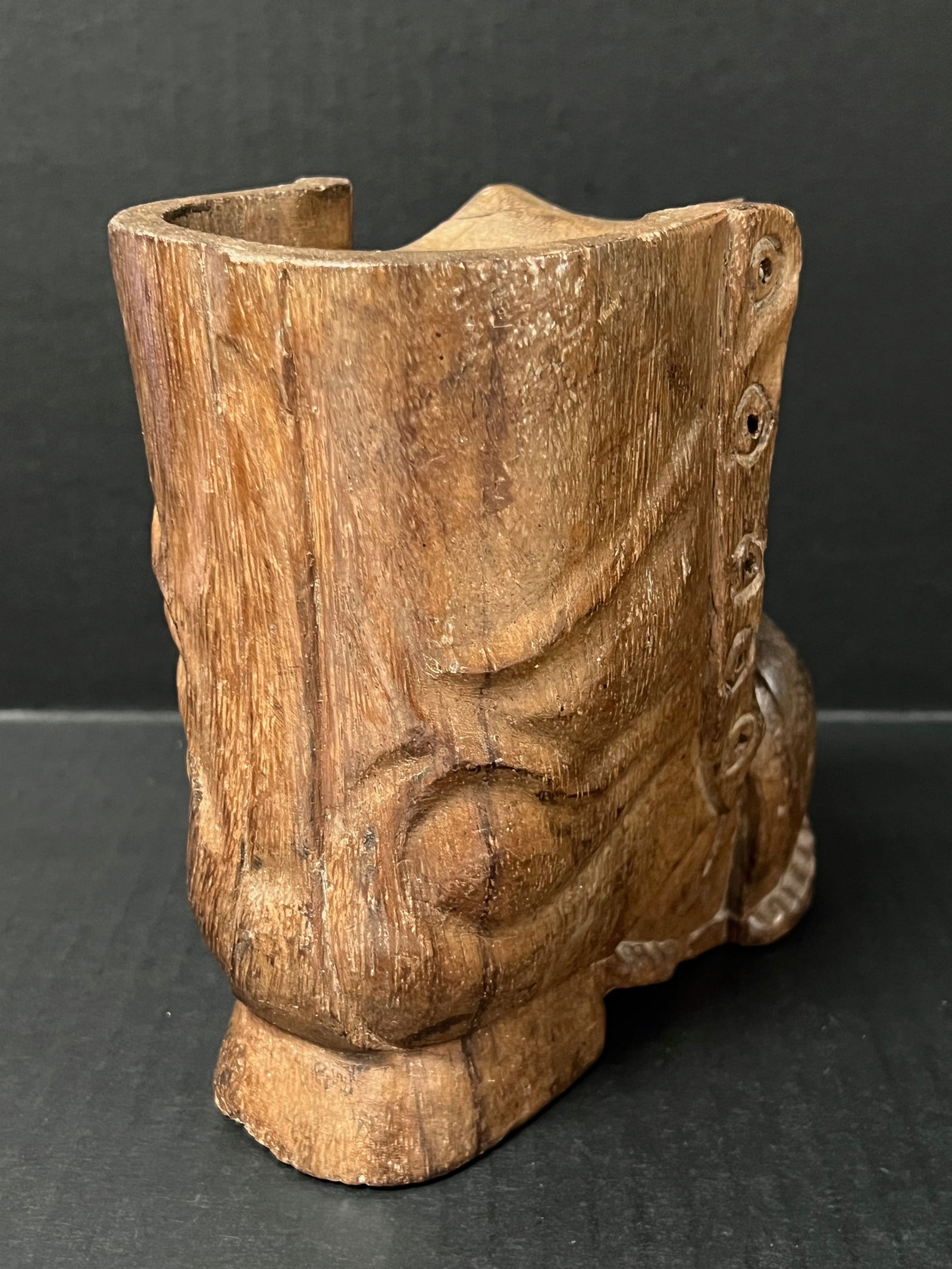 Carved Wood Santa Boot Sculpture - 7