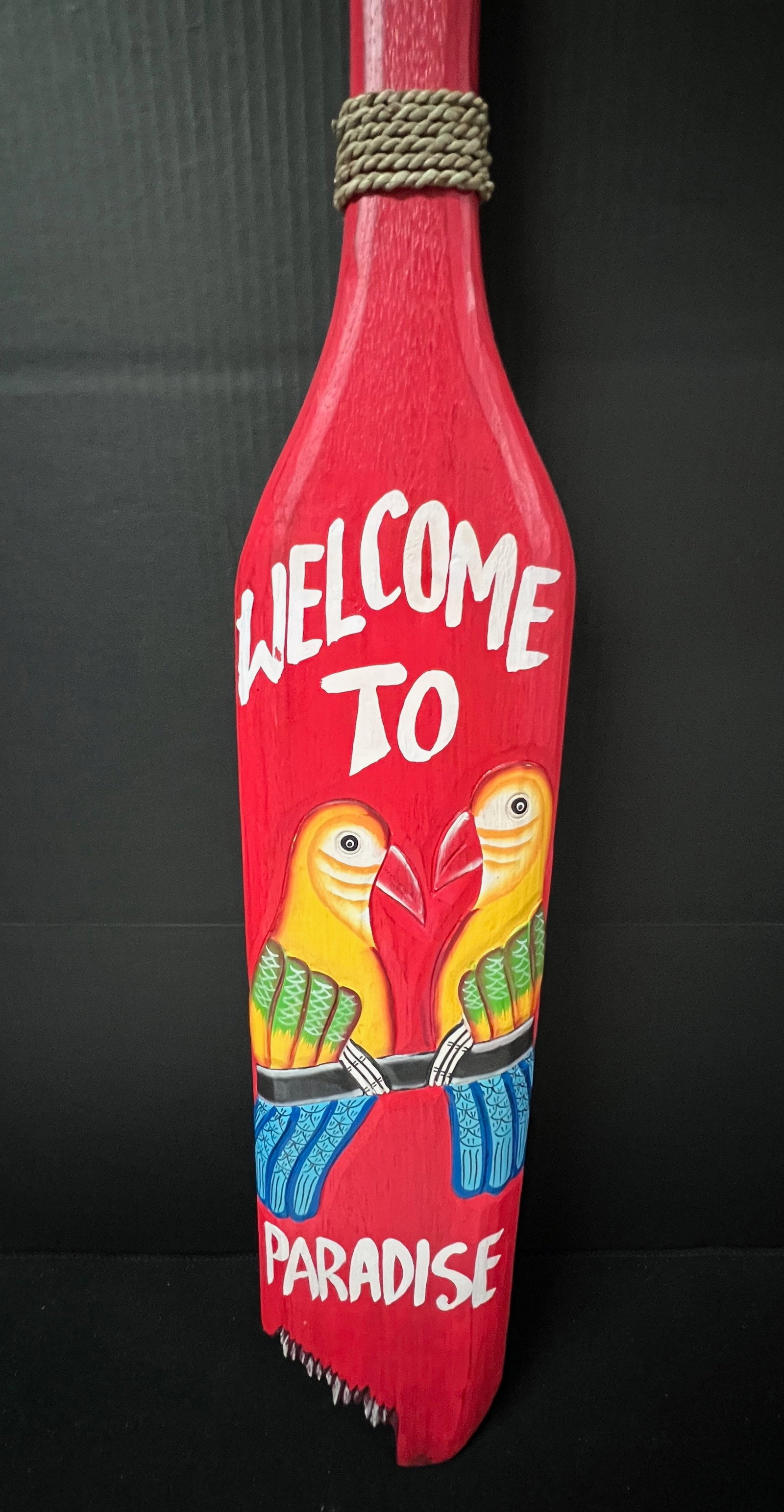 Carved Wood Painted Boat Paddle Sculpture - 6