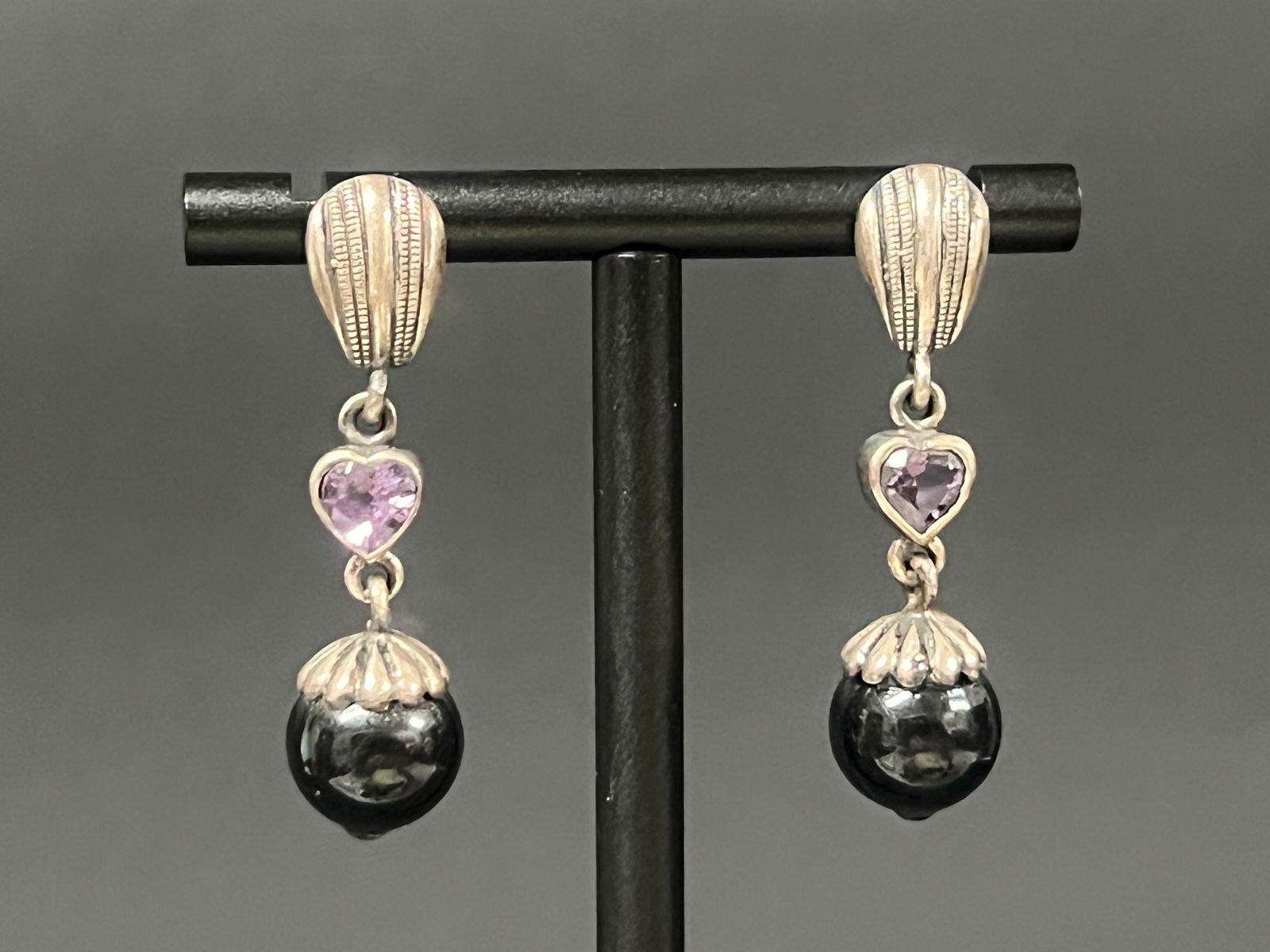 Pair of Metal and Beads Earrings - 4