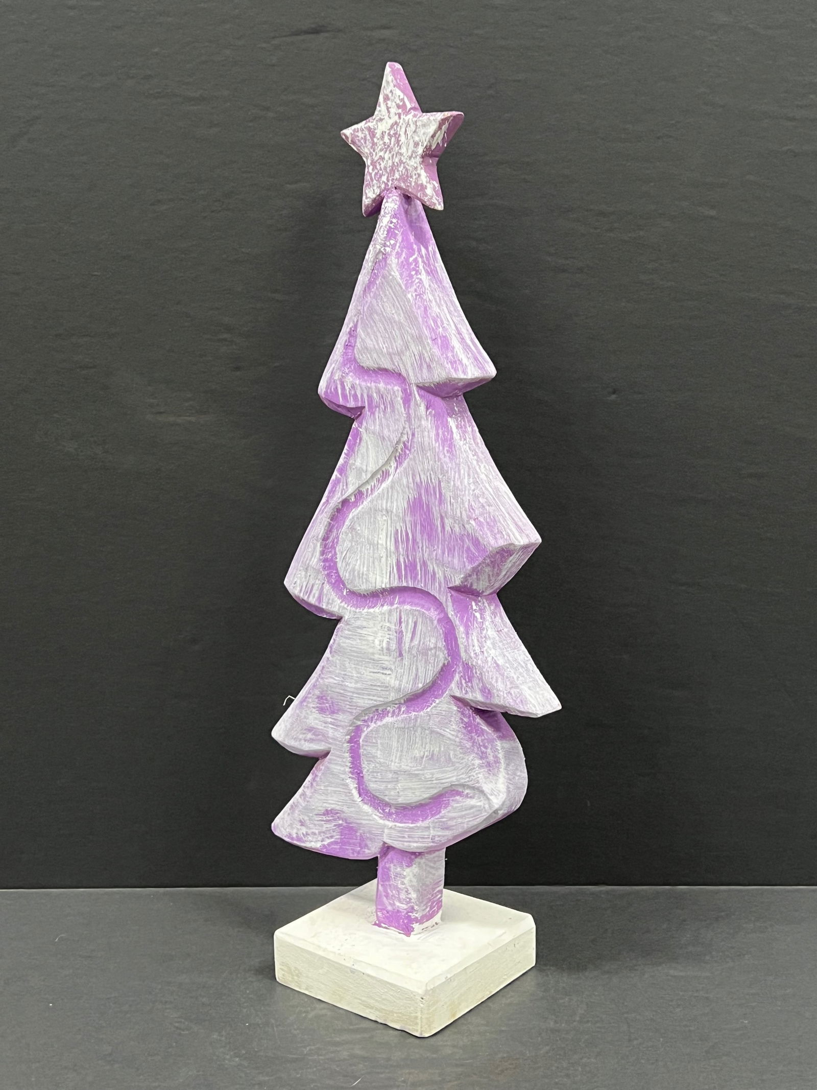 Carved Wood Christmas Tree Sculpture - 4