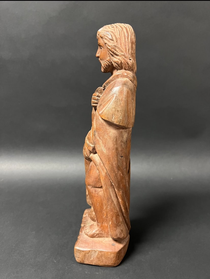 Carved Wood Male Saint - 3