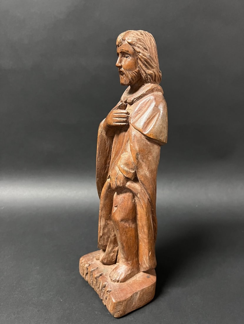 Carved Wood Male Saint - 4